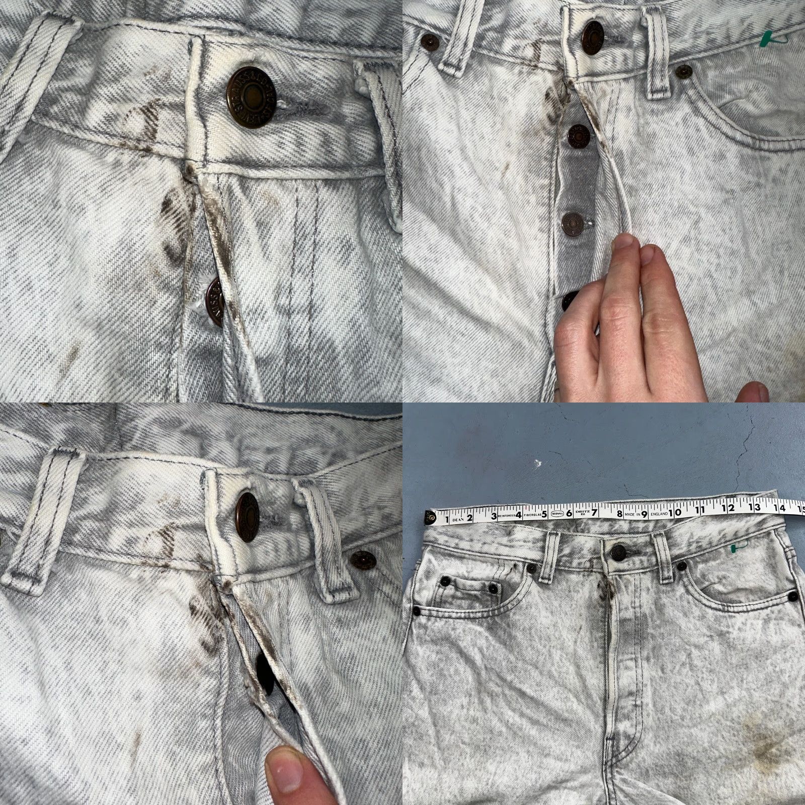 Levi's VINTAGE Levi's 501 Jeans Gray Acid Wash 29x36 501 Straight Leg Mens 90s Denim Cotton Blue/Gray Size US 29 - 8 Thumbnail