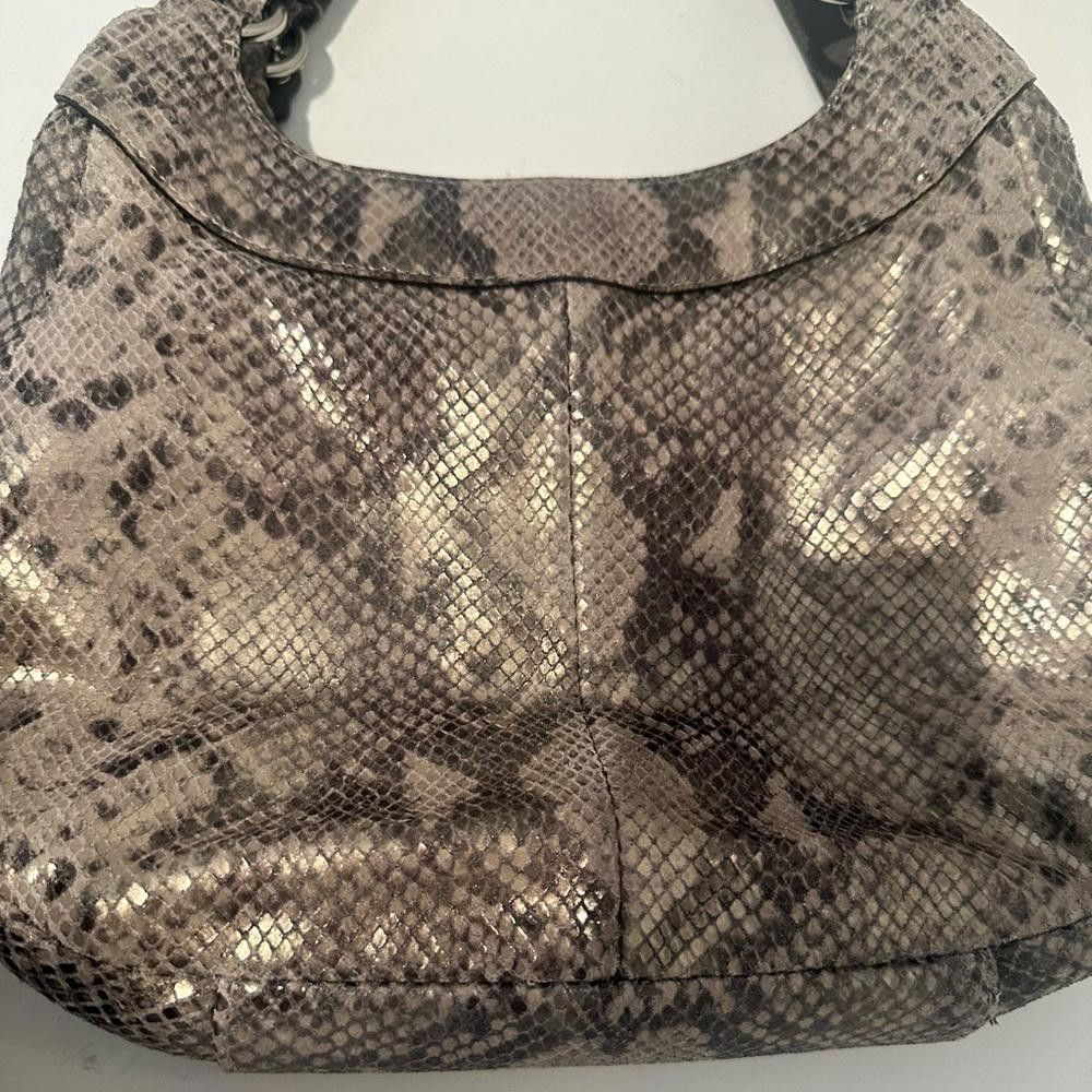 Coach Coach Maggie Python Print Leather Madison Hobo Bag Gray Tan Size ONE SIZE - 7 Thumbnail