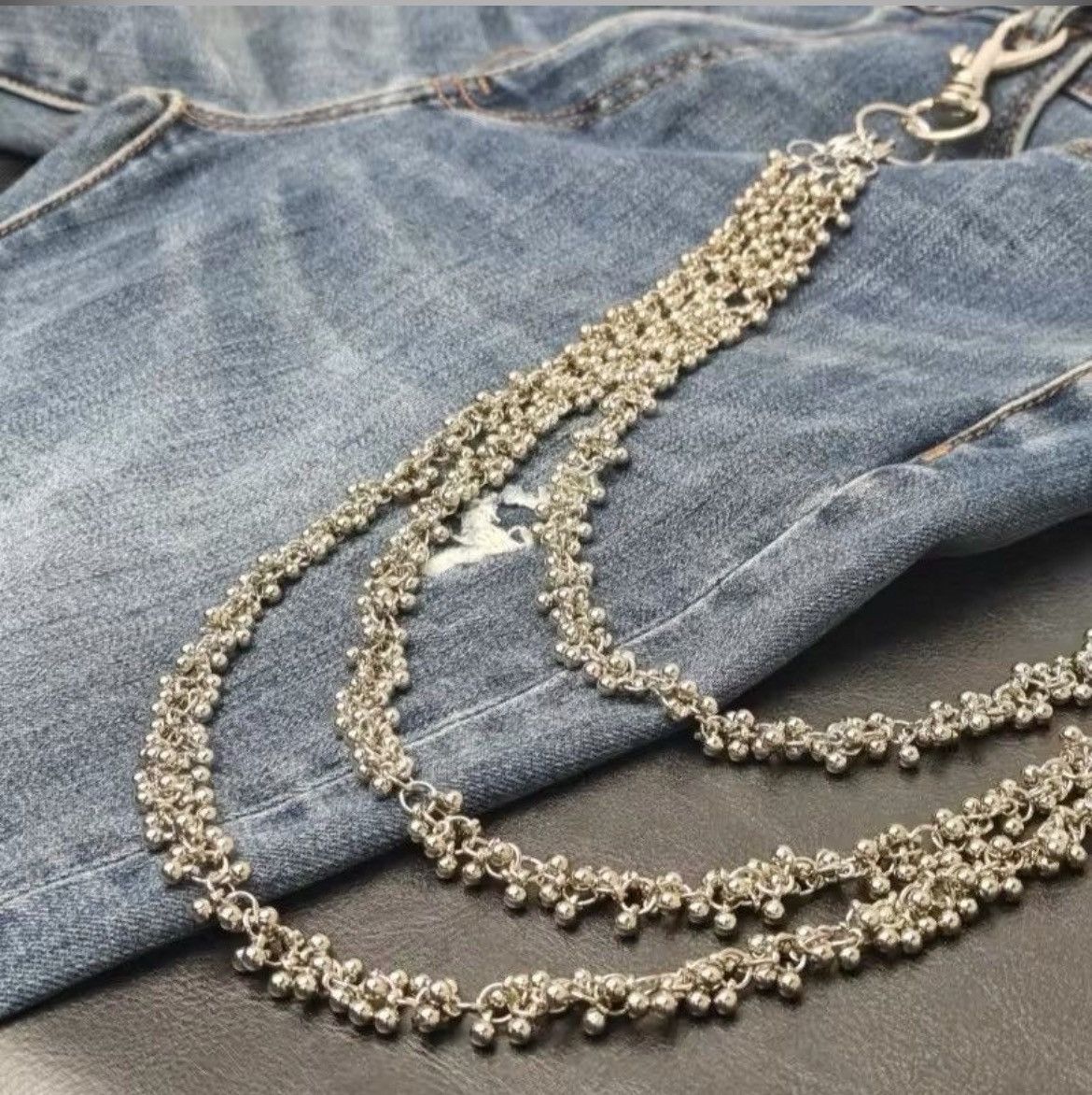 Jewelry Bead Flower Three Tier Silvery Pants Chain Size ONE SIZE - 4 Thumbnail