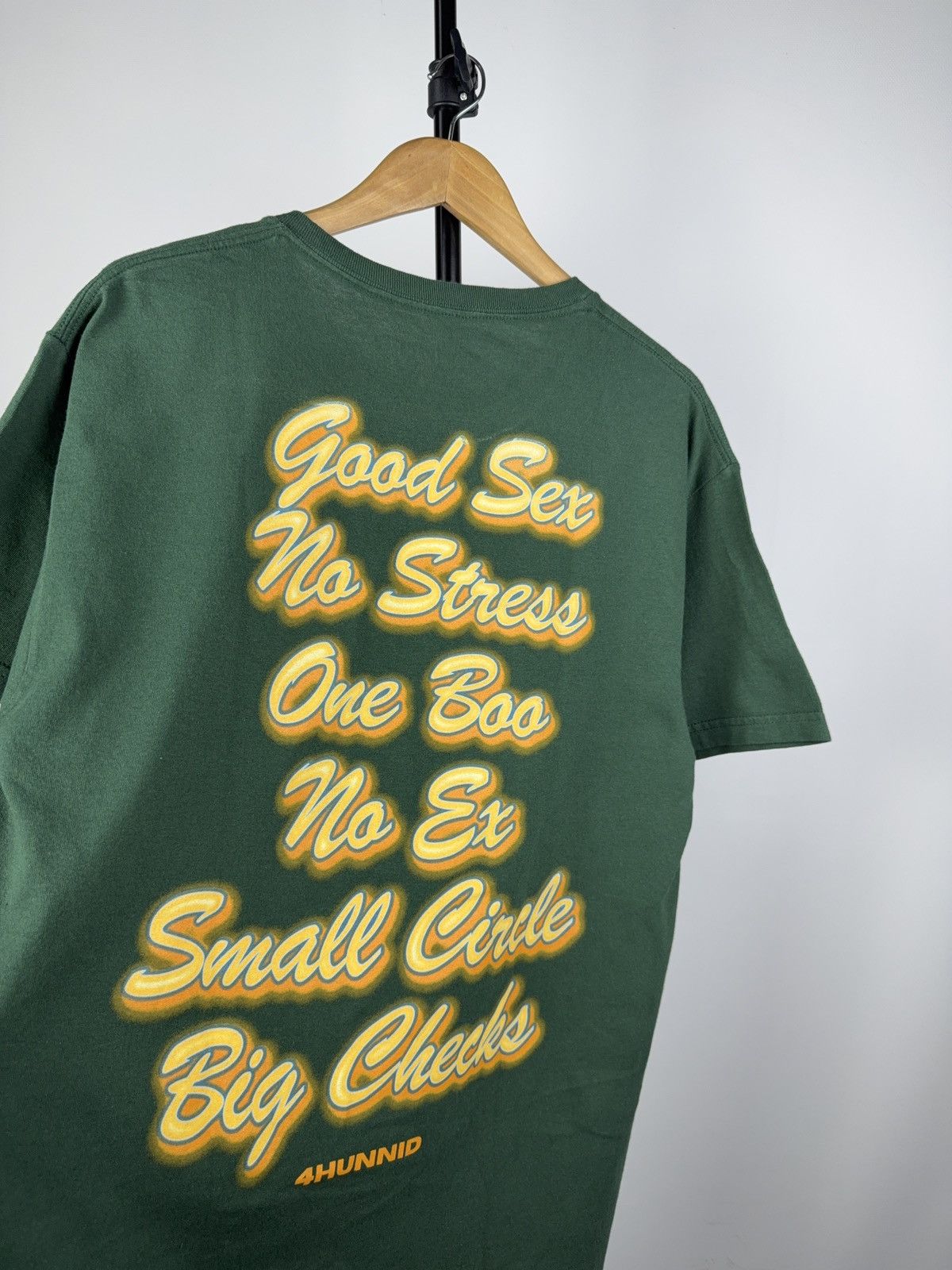 4HUNNID 4Hunnid Green Graphic T-Shirt “Good Sex No Stress” L Size US L / EU 52-54 / 3 - 7 Thumbnail