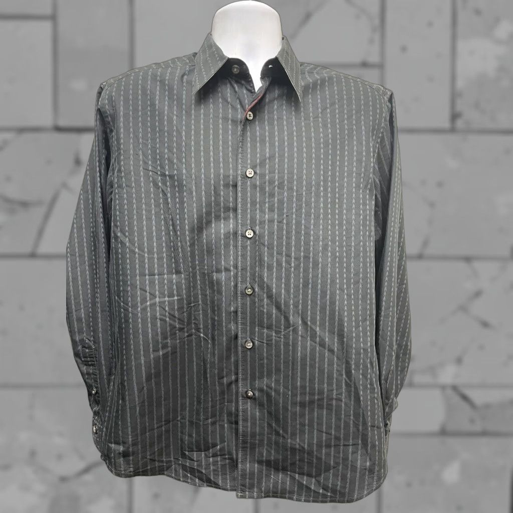 Robert Graham ROBERT GRAHAM Shirt Black Striped Button-Down M Adult Men's Cotton Regular with Flip Cuff Size US M / EU 48-50 / 2 - 1 Thumbnail