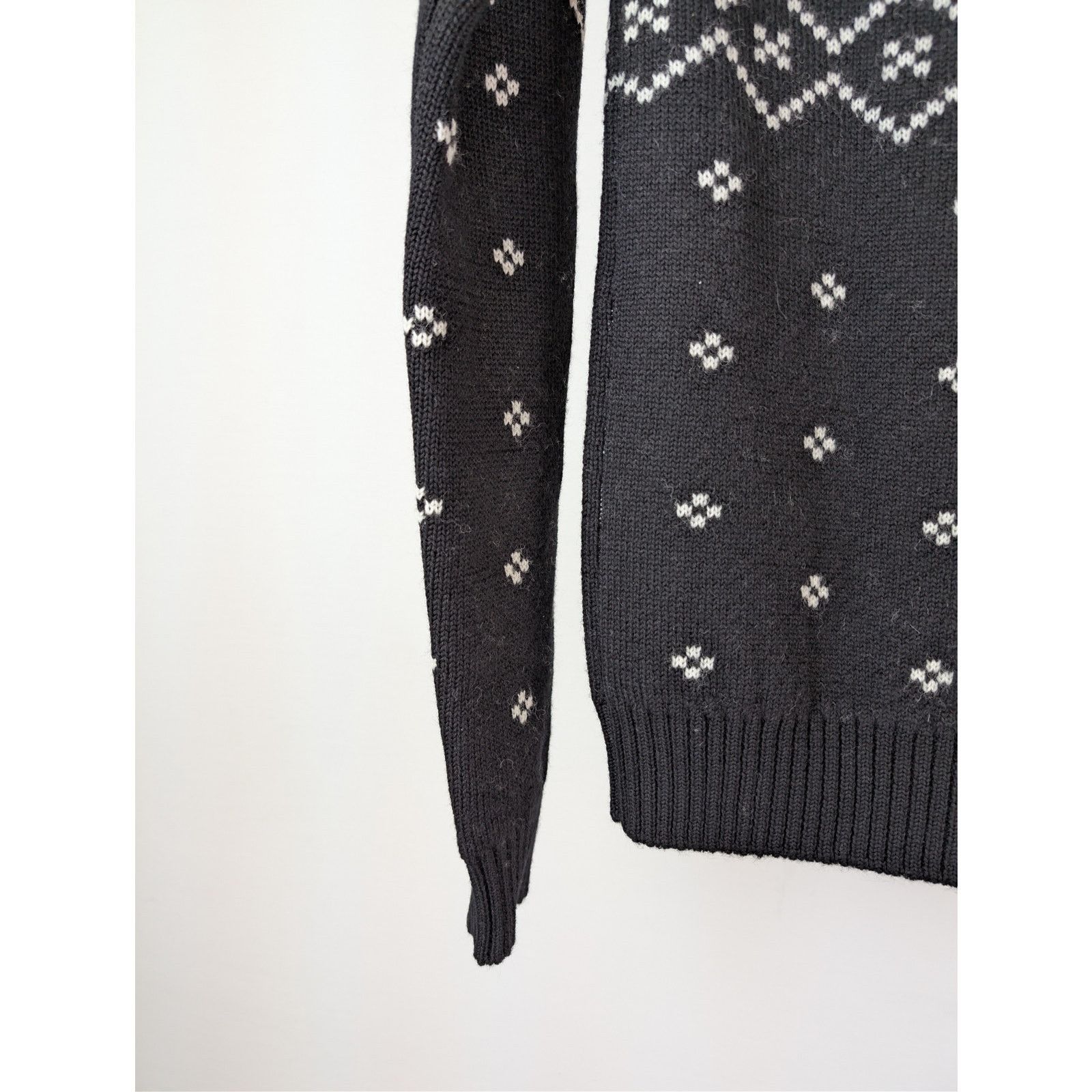 Saint Laurent Paris o1rshd1 Nordic Knit Wool Reindeer Sweater in Black Size US L / EU 52-54 / 3 - 14 Thumbnail