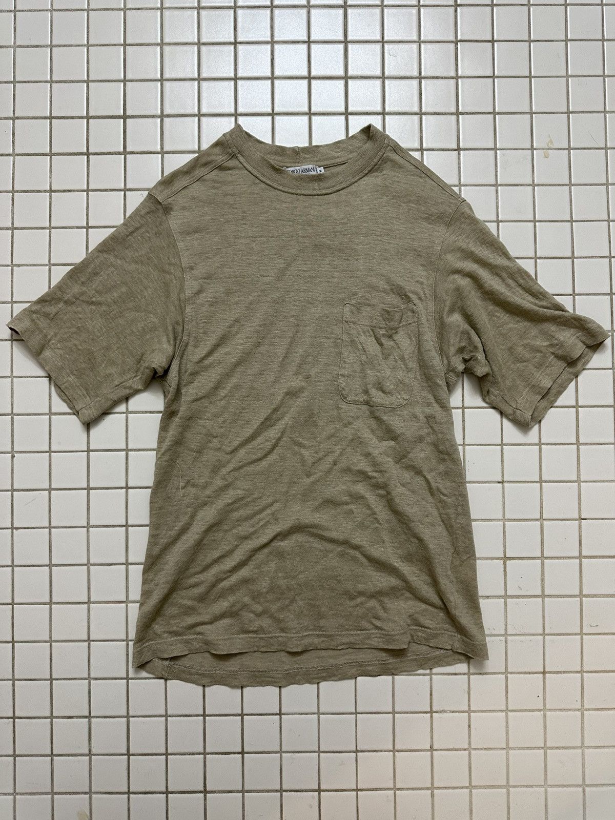 Armani 90s Armani Linen Tee Size US M / EU 48-50 / 2 - 1 Thumbnail