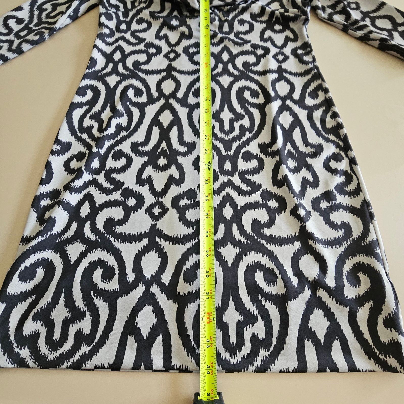 Gretchen Scott GRETCHEN SCOTT Ruffle Neck Casual Shift Arabesque Dress XS Size XS / US 0-2 / IT 36-38 - 7 Thumbnail