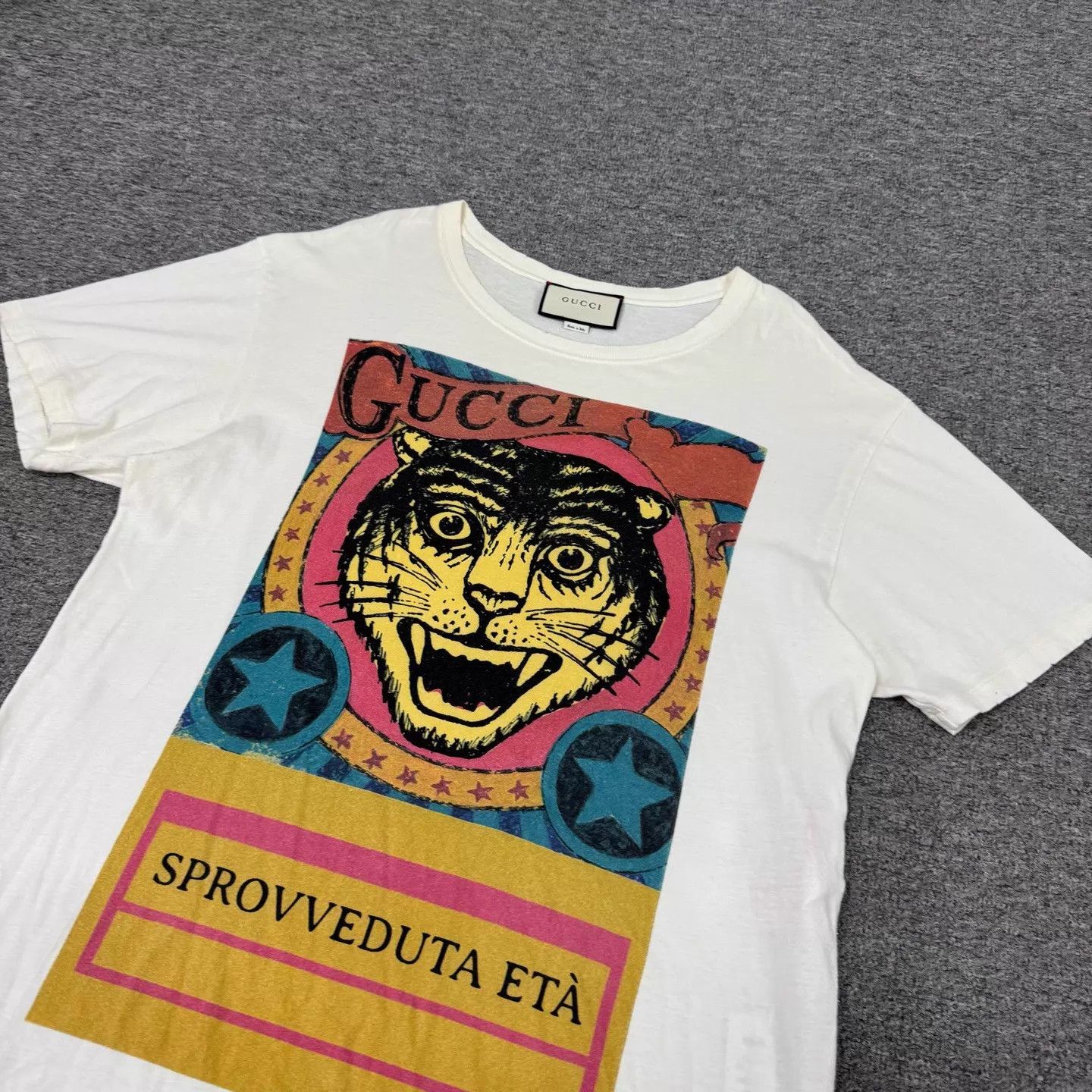 Gucci Gucci Ivory Tiger Head Vintage Poster Print Tee L 95 New Size US L / EU 52-54 / 3 - 3 Thumbnail