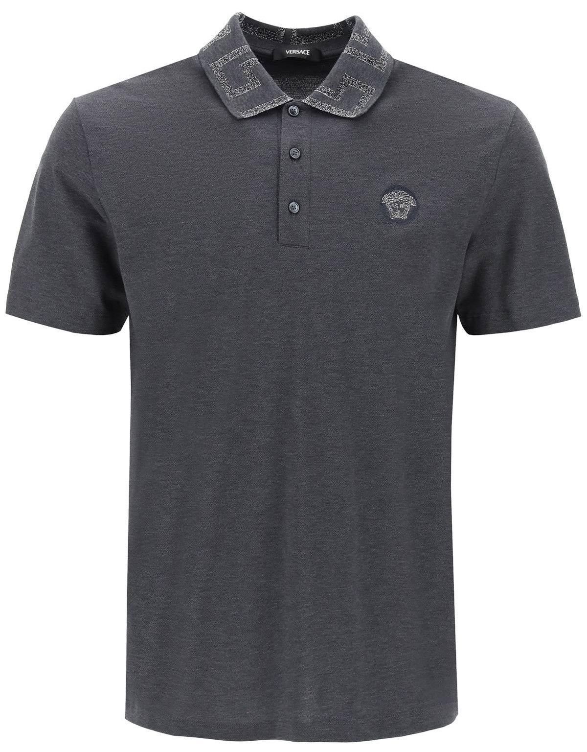Versace Versace Embroidered Medusa Greca Collar Polo Grey Size US L / EU 52-54 / 3 - 2 Thumbnail