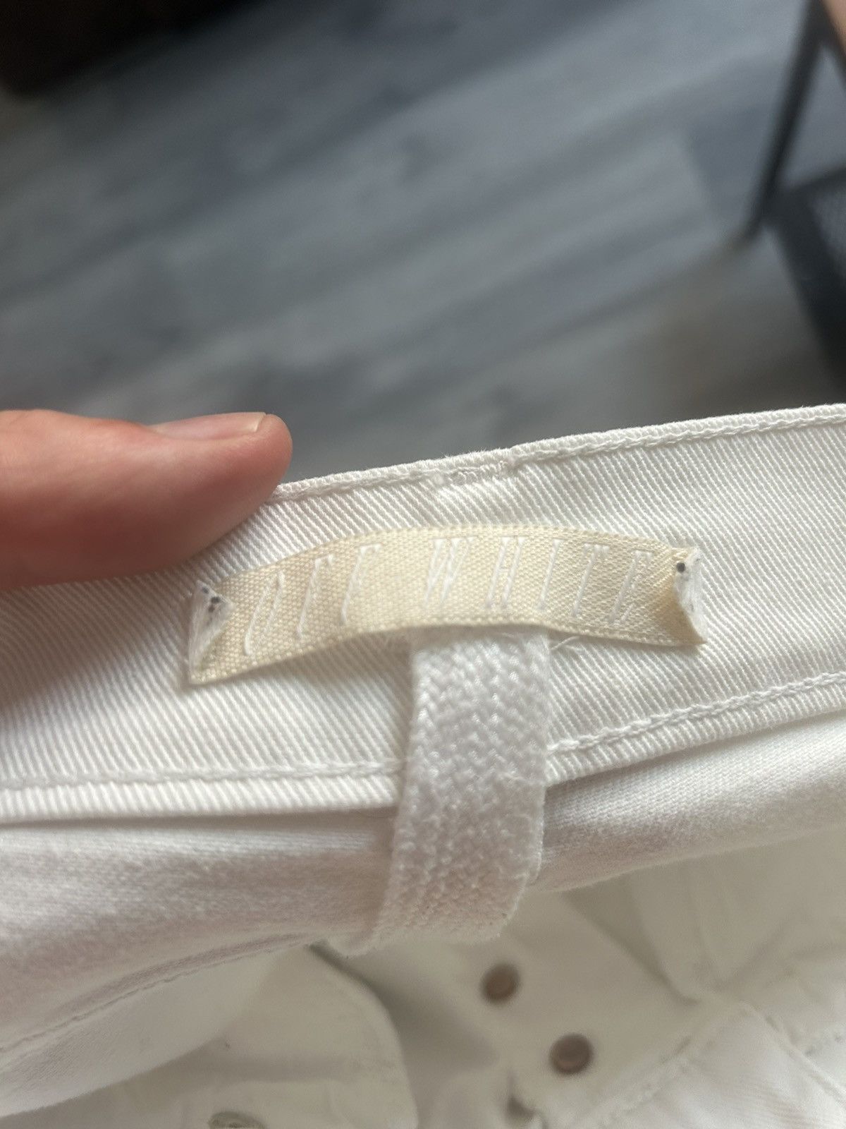 Off-White Destroyed Hem Diagonal Print White Denim Jeans Size US 31 - 16 Thumbnail