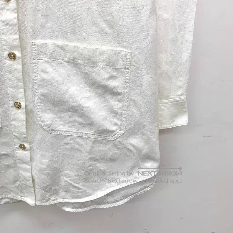 Gucci Gucci White double G full print lapel single-breasted cott Size S / US 4 / IT 40 - 4 Thumbnail