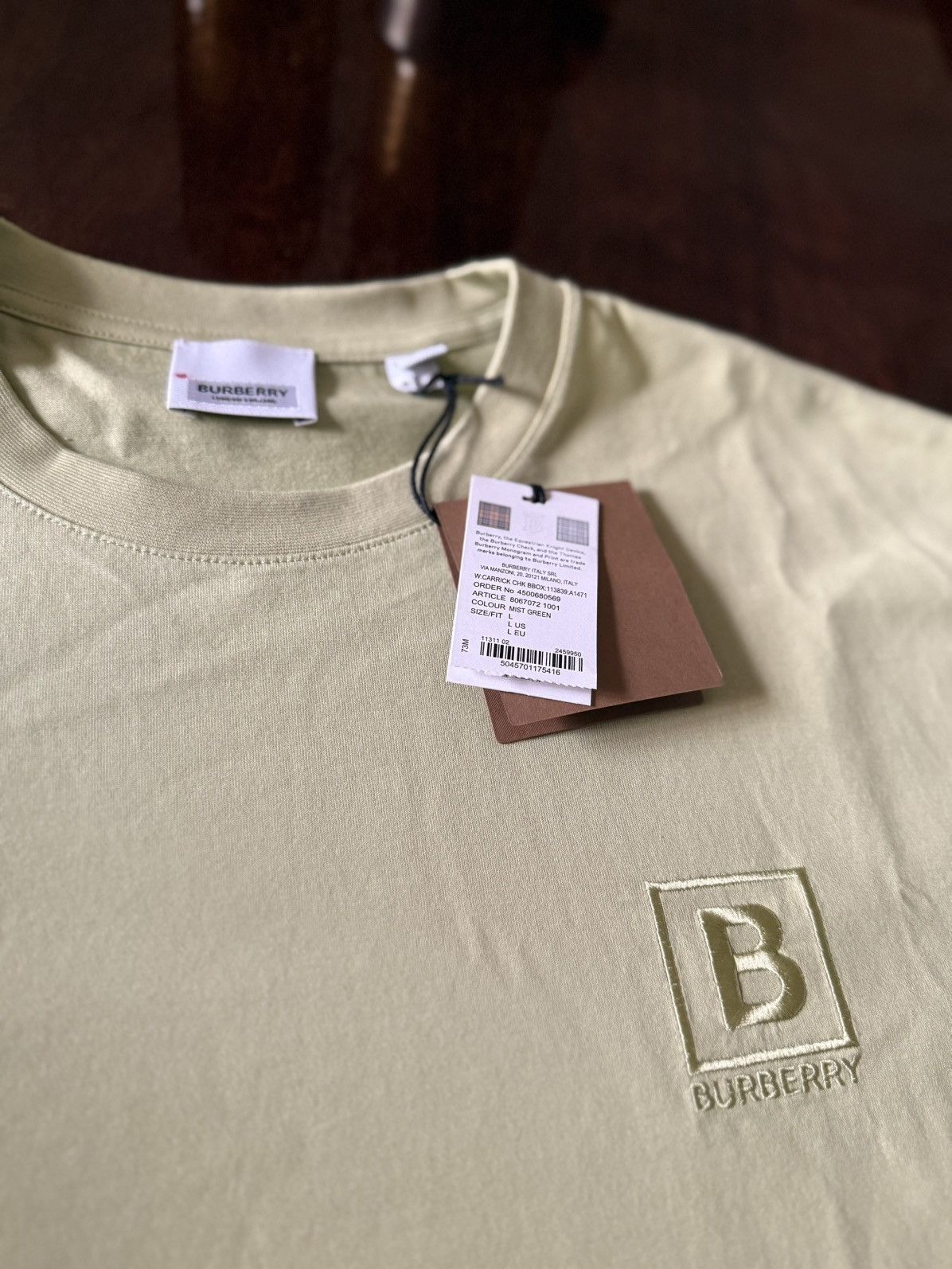 Burberry Burberry Mist Green T-Shirt Size US L / EU 52-54 / 3 - 3 Thumbnail