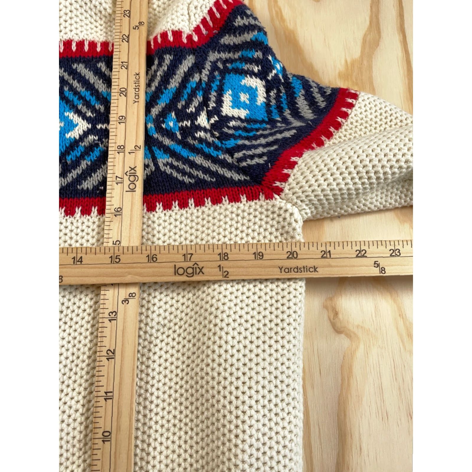 Izod IZOD Aztec 1/4 Zip Mock Neck Sweater - Adult Medium Ivory Heavyweight Knit Mens Size US M / EU 48-50 / 2 - 5 Thumbnail