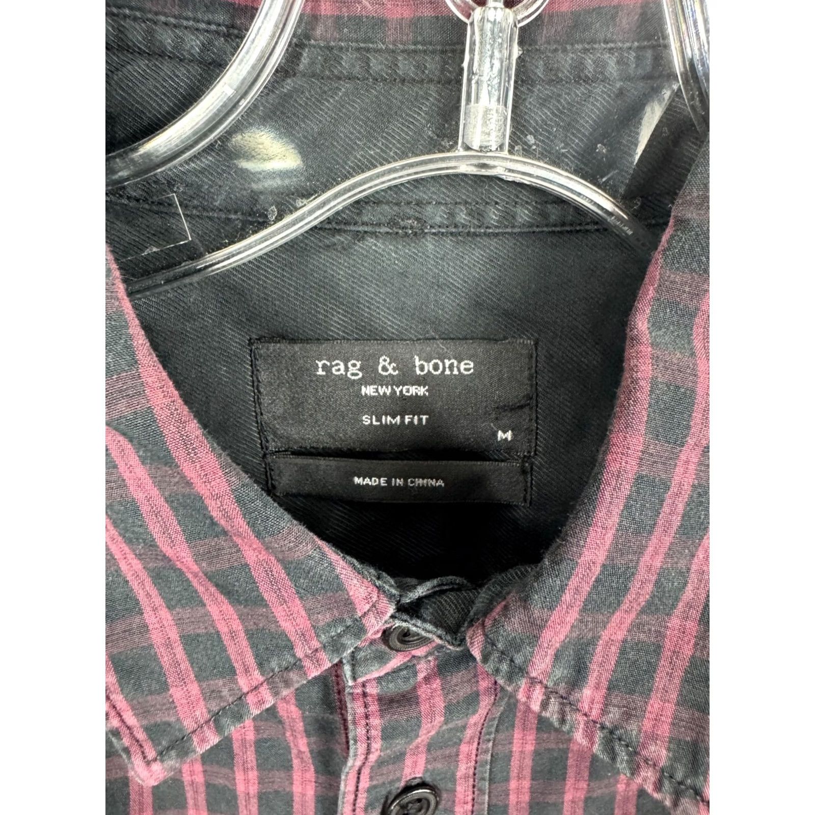 Rag & Bone Rag & Bone Purple Check Button Up Slim Fit Men Medium Shirt Size 40R - 2 Thumbnail