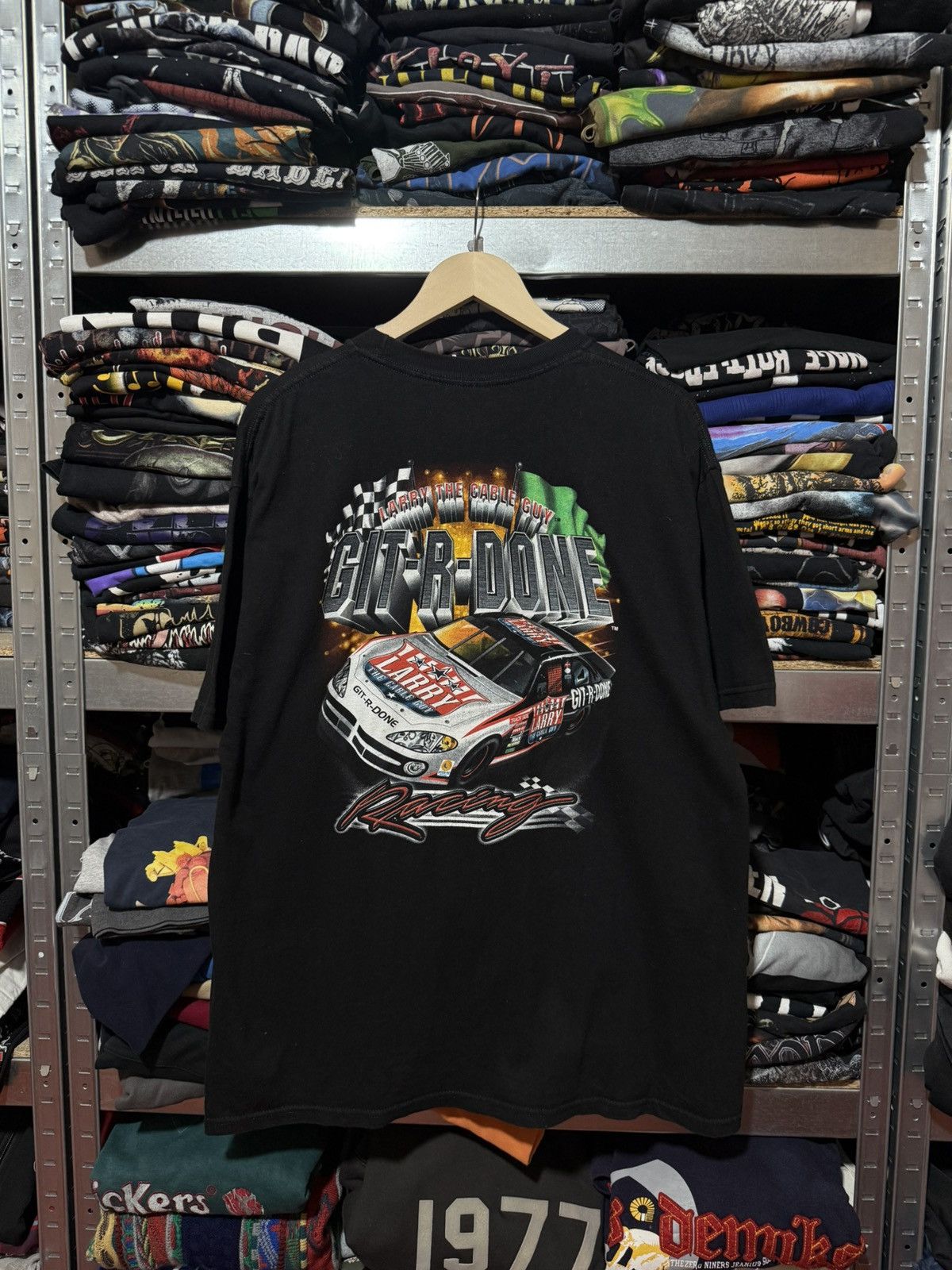 Bass Pro Shops Vintage Y2K Bass Pro Shops Git R Done Racing Graphic T-Shirt Size US XL / EU 56 / 4 - 1 Thumbnail