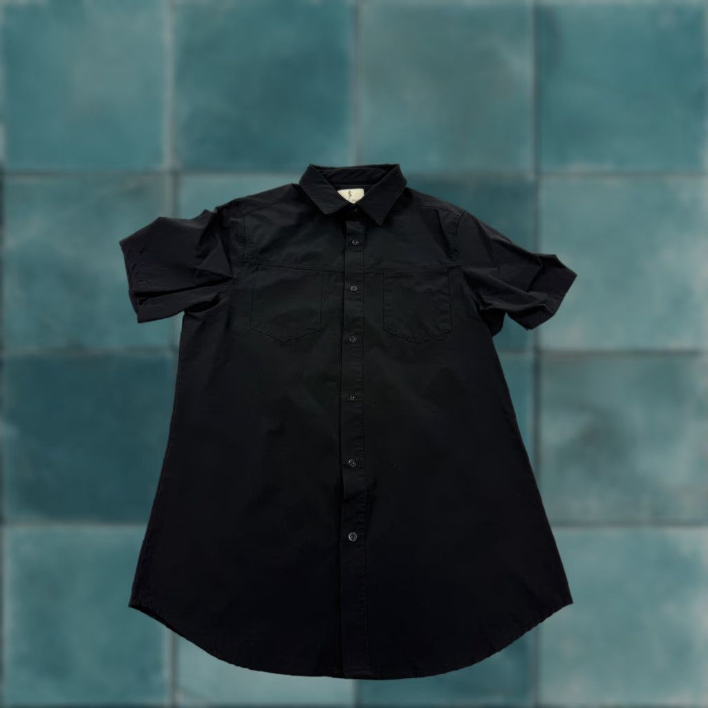 Vintage Scott James Shirt Mens Medium Black Solid Short Sleeve Button Front Pockets Size US M / EU 48-50 / 2 - 1 Thumbnail