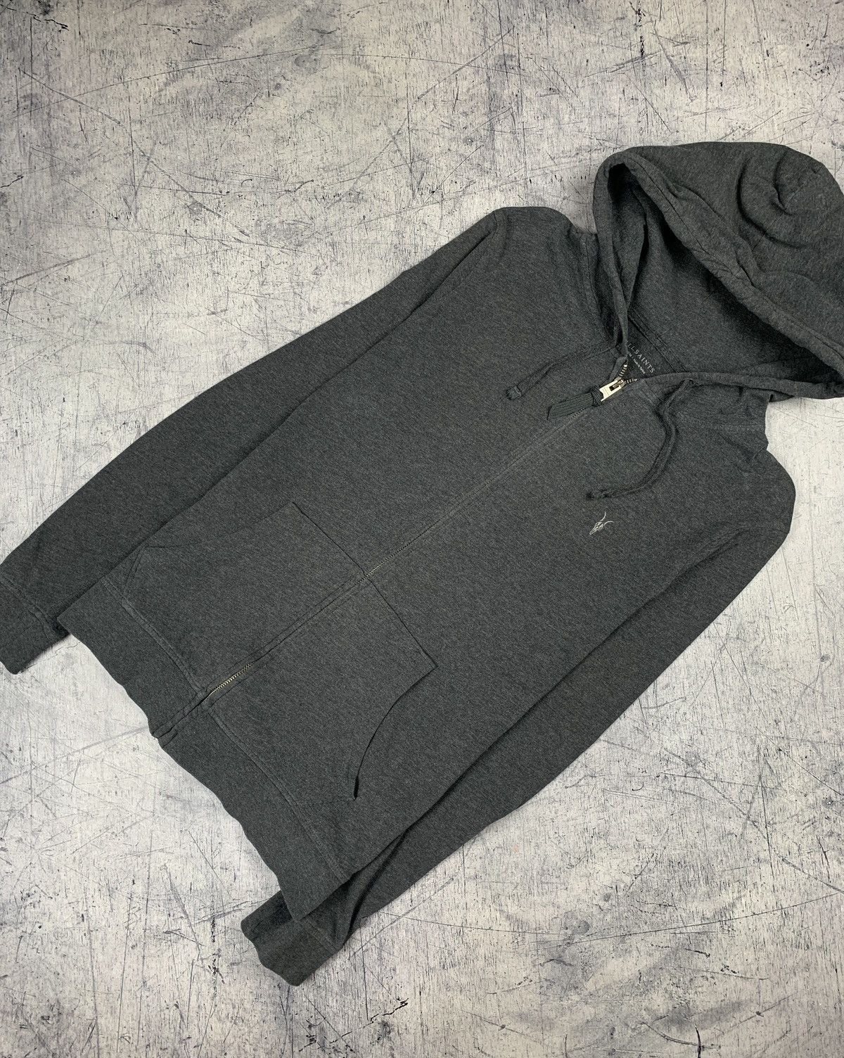 Allsaints Designer Allsaints Full Zip Hoodie Ramskull Logo Dark Gray Size US M / EU 48-50 / 2 - 1 Thumbnail