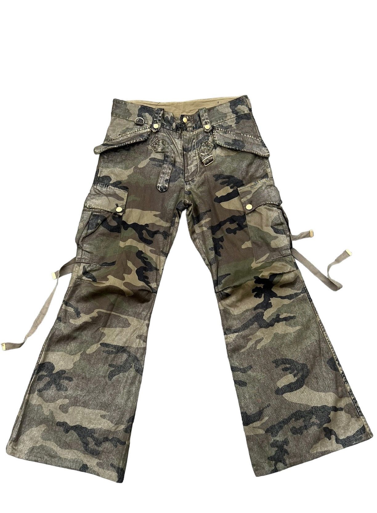 Japanese Brand Dress Camp Japan Shiny Camo Parachute Flare Cargo