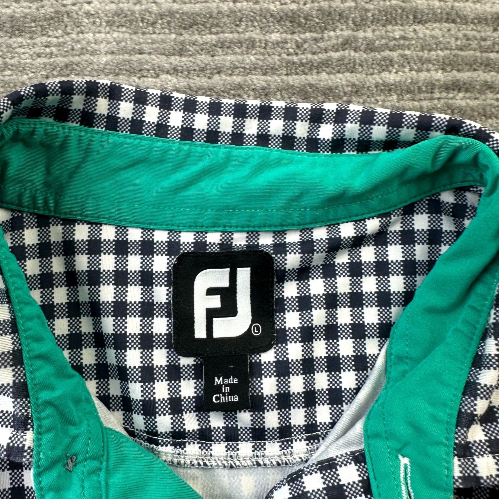 Footjoy Footjoy Polo Shirt Mens Large Gray Gingham Plaid Presidents Cup Liberty National Size US L / EU 52-54 / 3 - 7 Thumbnail