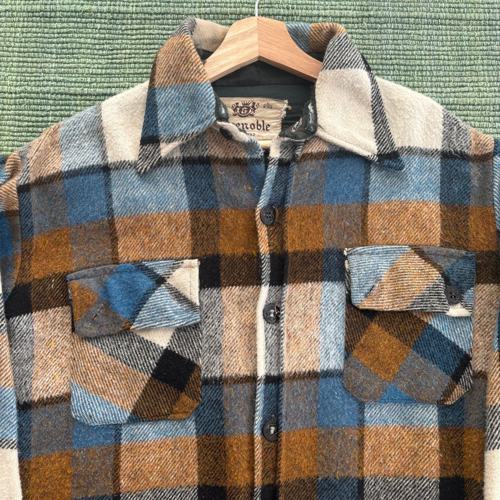 Moncler Grenoble × Vintage True vintage 1960s fuzzy plaid Grenoble brand flannel shirt Size US XL / EU 56 / 4 - 2 Thumbnail