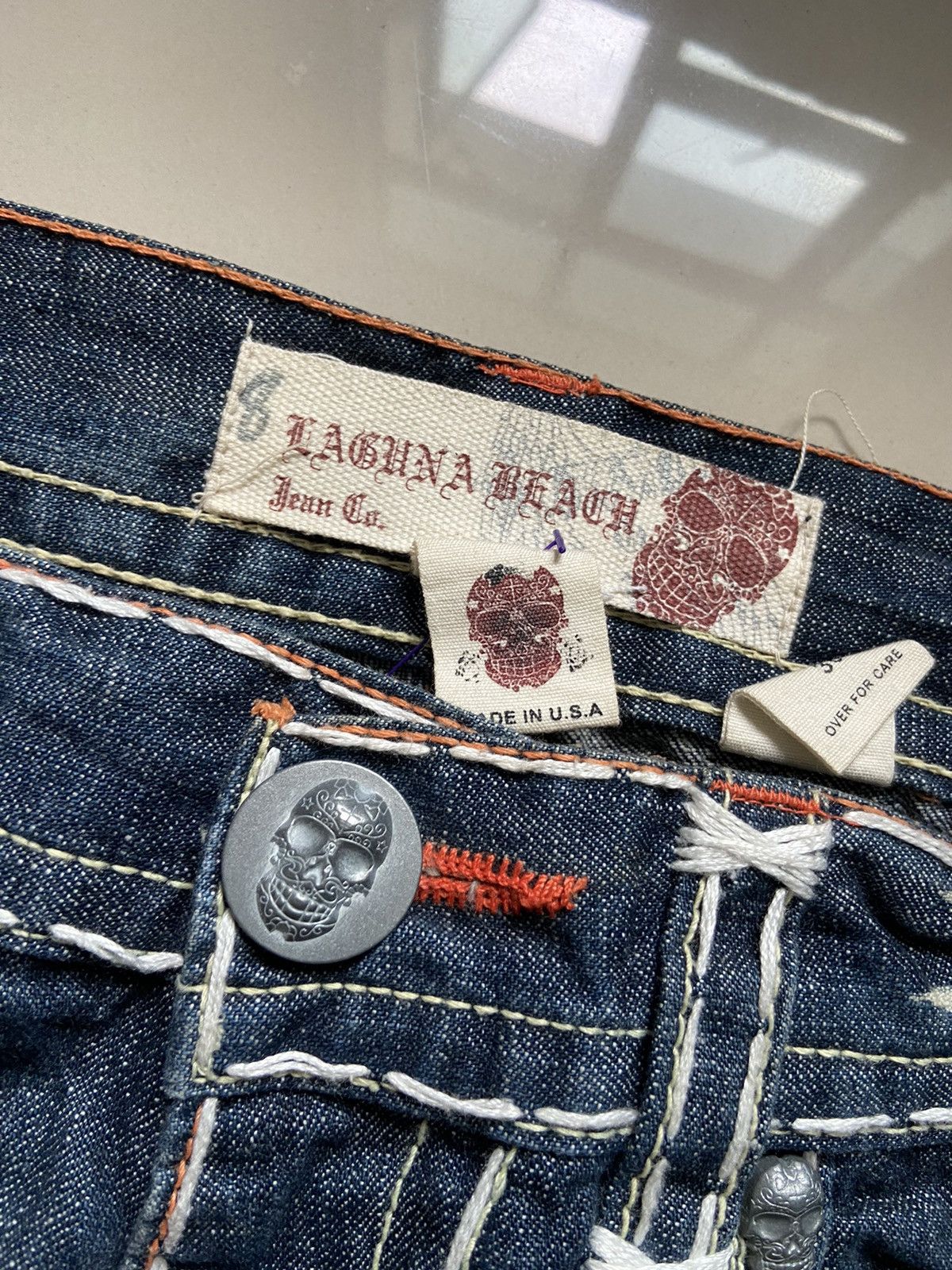 If Six Was Nine Vintage Laguna Beach Gemstone Flare Denim Pants Size US 38 / EU 54 - 8 Thumbnail