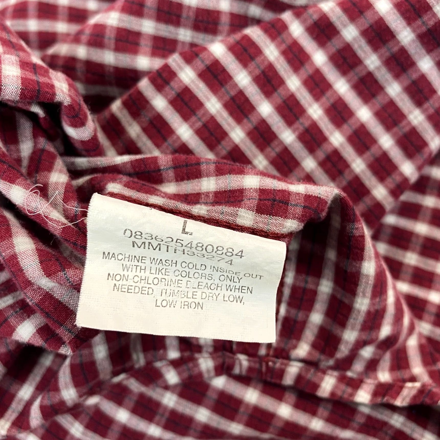 Wrangler Wrangler Shirt Mens Plaid Button-Up Long Sleeve Red 100% Cotton Western Cowboy Large Regular Size US L / EU 52-54 / 3 - 7 Thumbnail