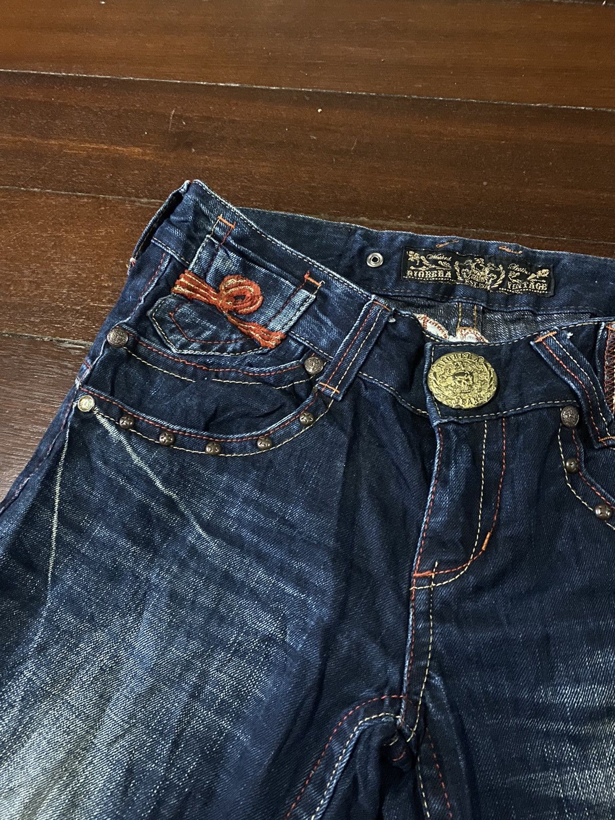 JNCO FIRE 🔥 RIOBERA DENIM FLARE JEANS LOW RISE EMBROIDERED STUDD Size 34" / US 12 / IT 48 - 8 Thumbnail