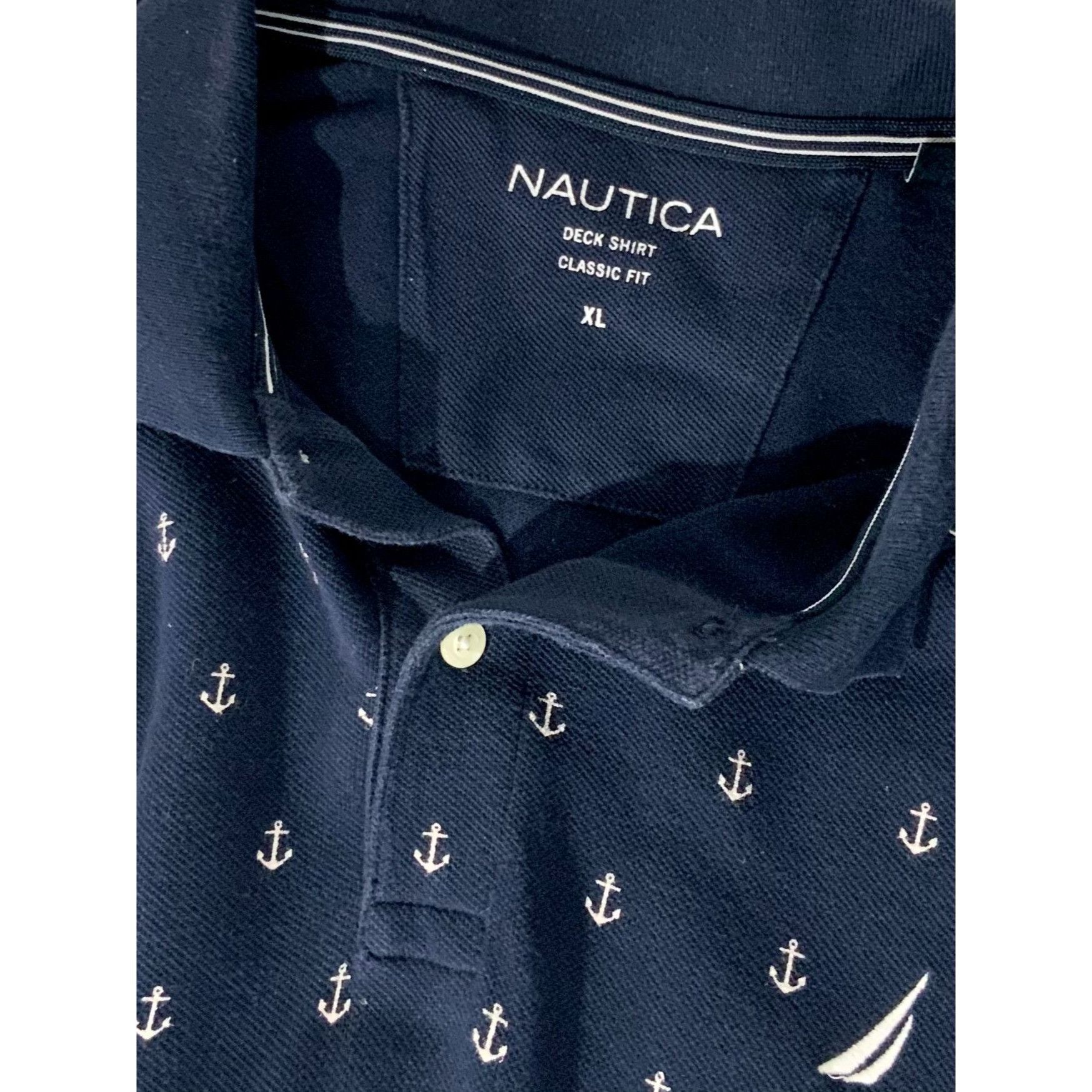 Nautica Nautica Classic Fit Navy Short Sleeve Polo Deck Shirt XL Size US XL / EU 56 / 4 - 4 Thumbnail