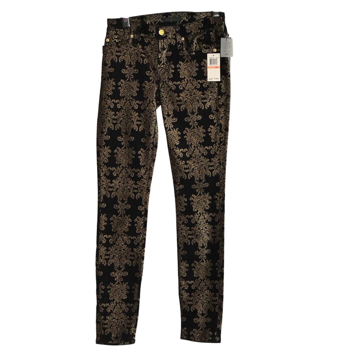 7 For All Mankind NWT Seven7 For All Mankind Brocade Black Gold Pants Holiday Size 26" / US 2 / IT 38 - 2 Thumbnail