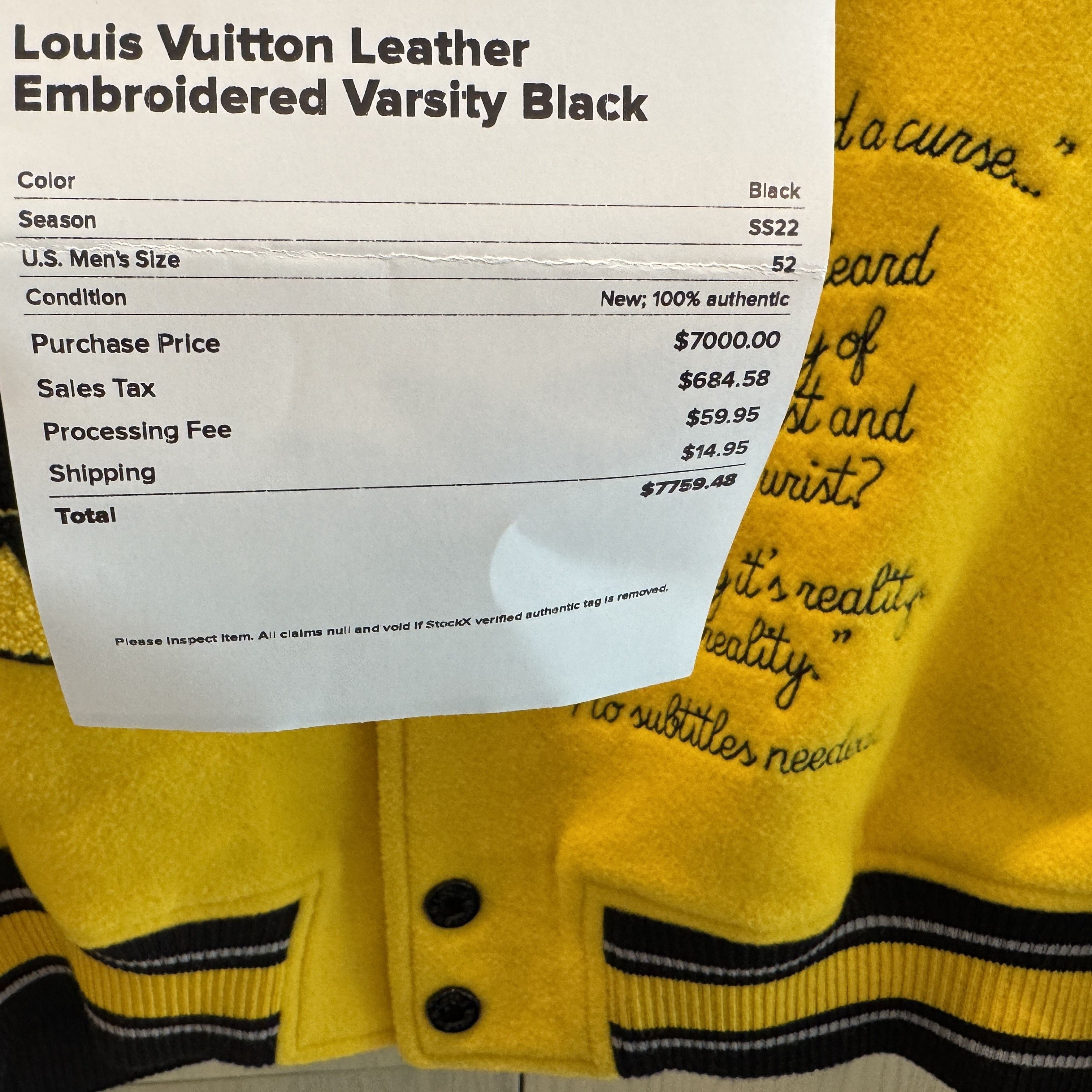 Louis Vuitton LOUIS VUITTON SS22 VARSITY JACKET - YELLOW/BLACK Size US L / EU 52-54 / 3 - 8 Thumbnail