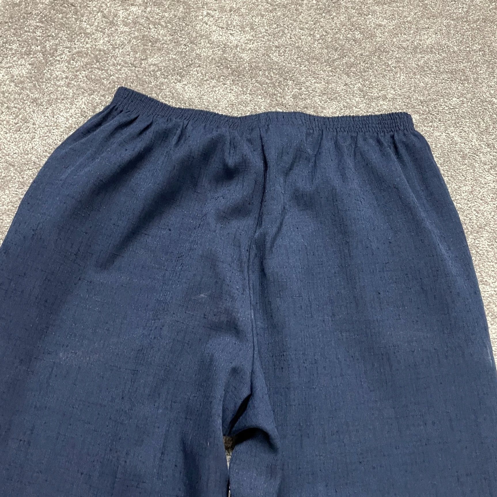 Vintage Briggs Dress Pants Women 22W Navy Blue Tapered Leg High Rise Elastic Waist 34x29 Size 40" / US 18 - 3 Thumbnail