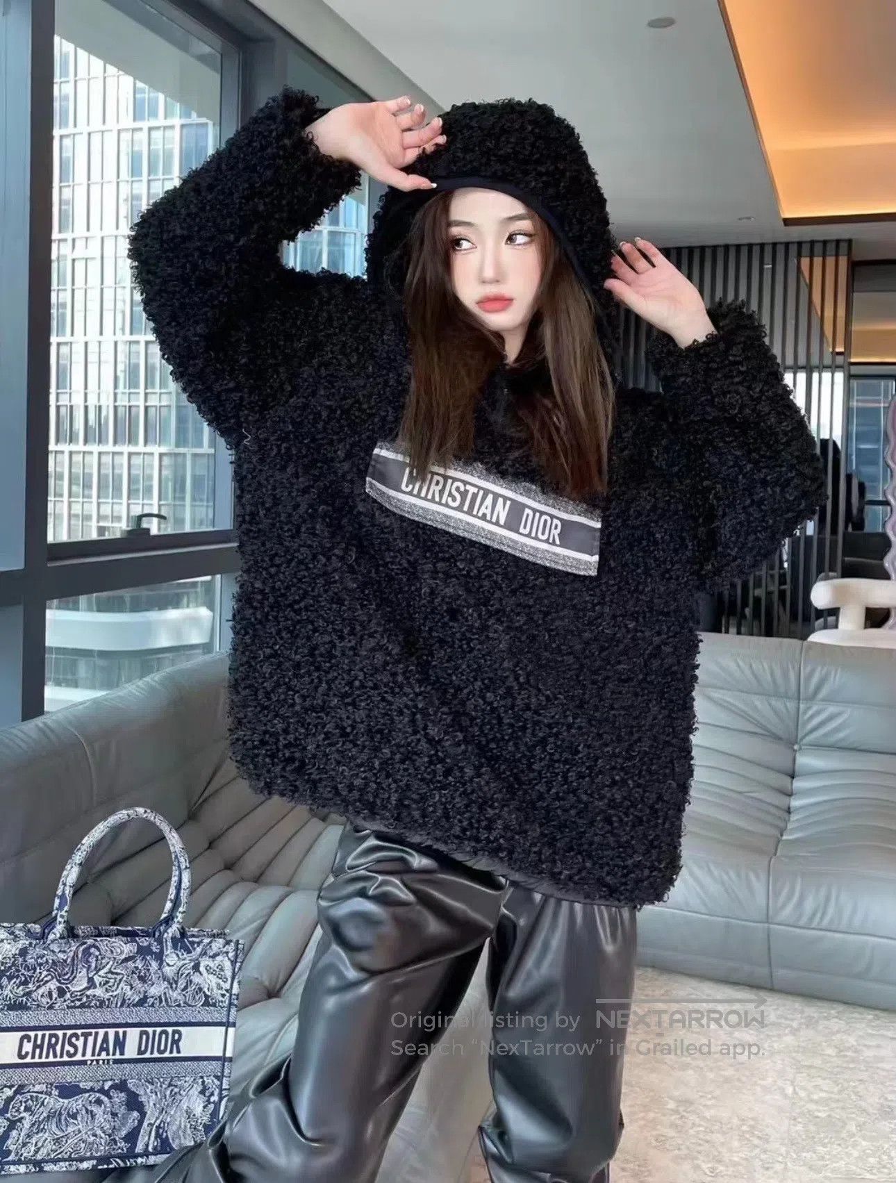 Dior Dior Black Half-Zip Slogan Logo Teddy Fleece Jacket| Size M / US 6-8 / IT 42-44 - 8 Thumbnail