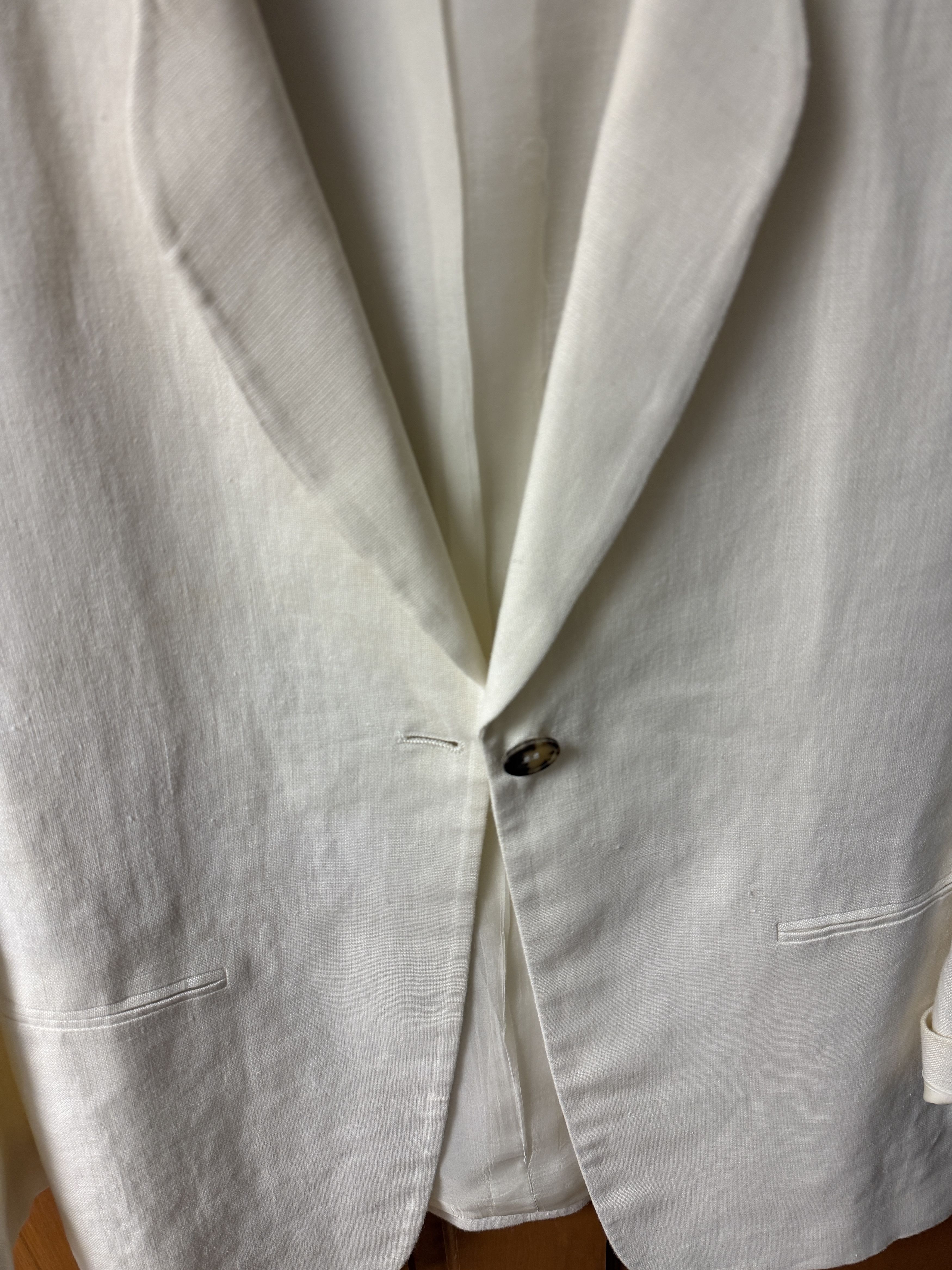 Giorgio Armani Giorgio Armani Le Collezioni Cream Linen Blazer Size 4 Size S / US 4 / IT 40 - 2 Thumbnail