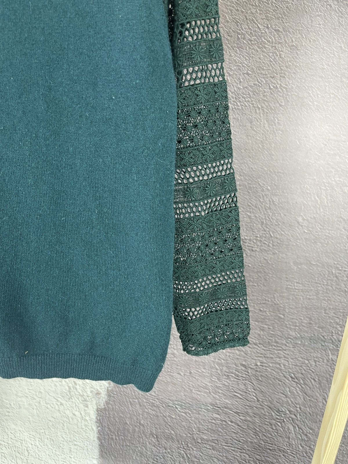Sezane Sezane Sweater blue Green Lace Sleeves Wool Cashmere V-neck Size S / US 4 / IT 40 - 6 Thumbnail