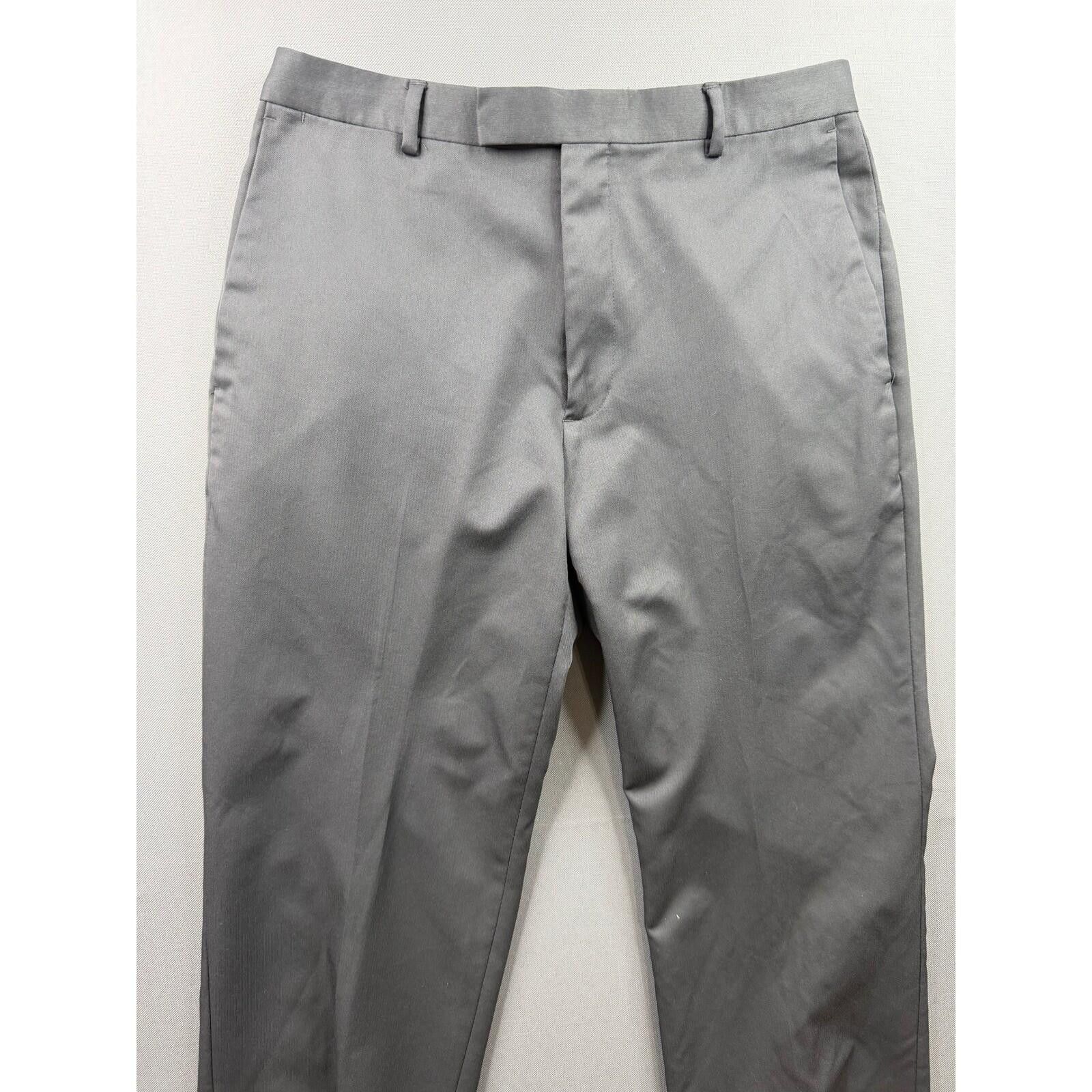 Liz Claiborne Claiborne Dress Pants Mens Gray Herringbone Flat Front 30x32 Size US 30 / EU 46 - 2 Thumbnail