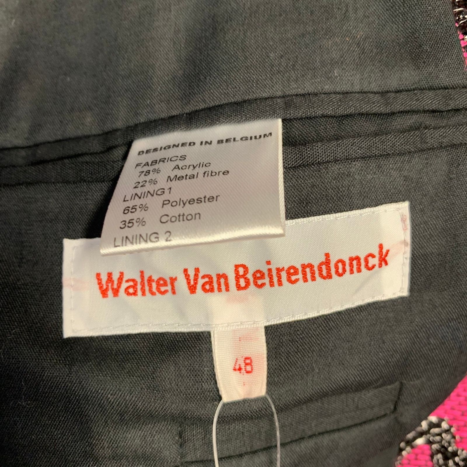 Walter Van Beirendonck SS22 Size 38 Regular Sharp Blazer Black Hot Pink Sport Coat Size 38R - 8 Thumbnail