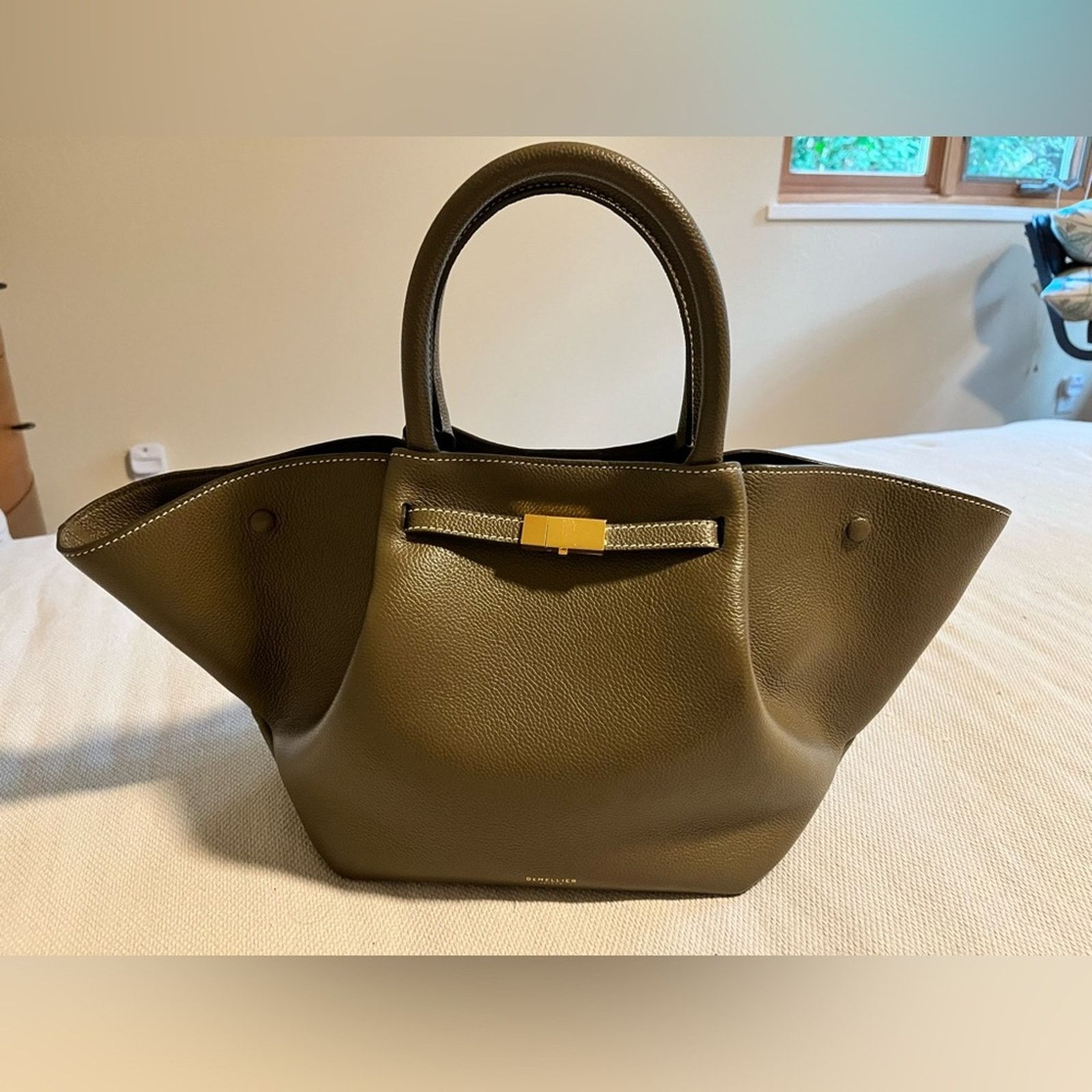 Designer Demellier New York Midi Olive Green Shoulder Bag Color, Women's