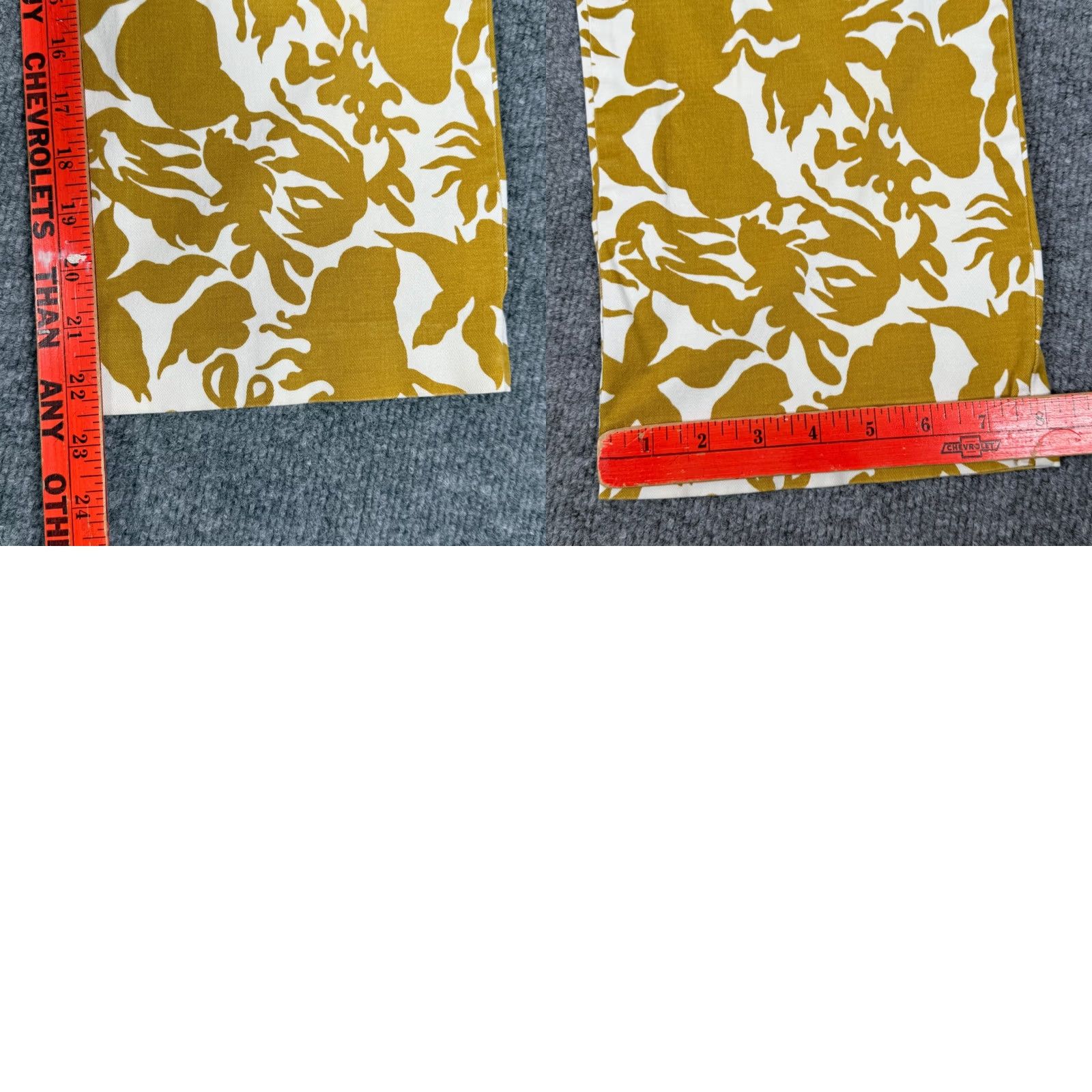 J.Crew J.CREW City Fit Stretch Capri Pants Women's 12 White Floral Mustard Cropped Casual Pockets Twill Cotton Blend) Size 34" / US 12 / IT 48 - 8 Thumbnail