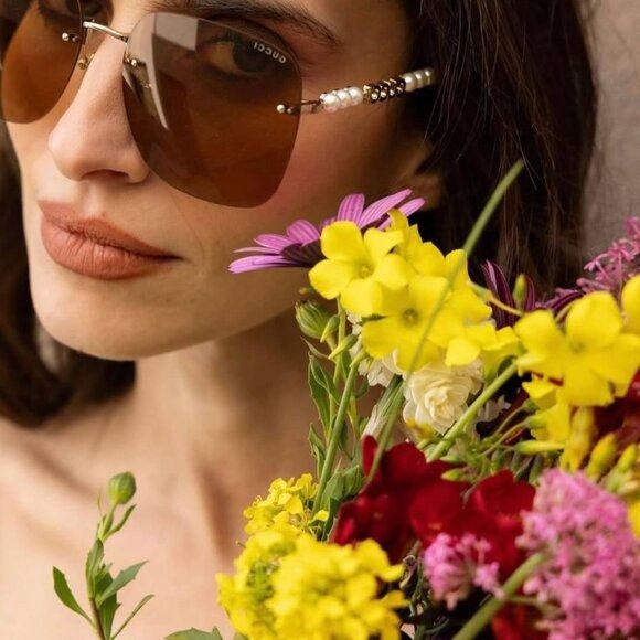 Gucci Gucci GG1923SA 002 Sunglasses Silver with Pearl Square Frame Size ONE SIZE - 2 Thumbnail