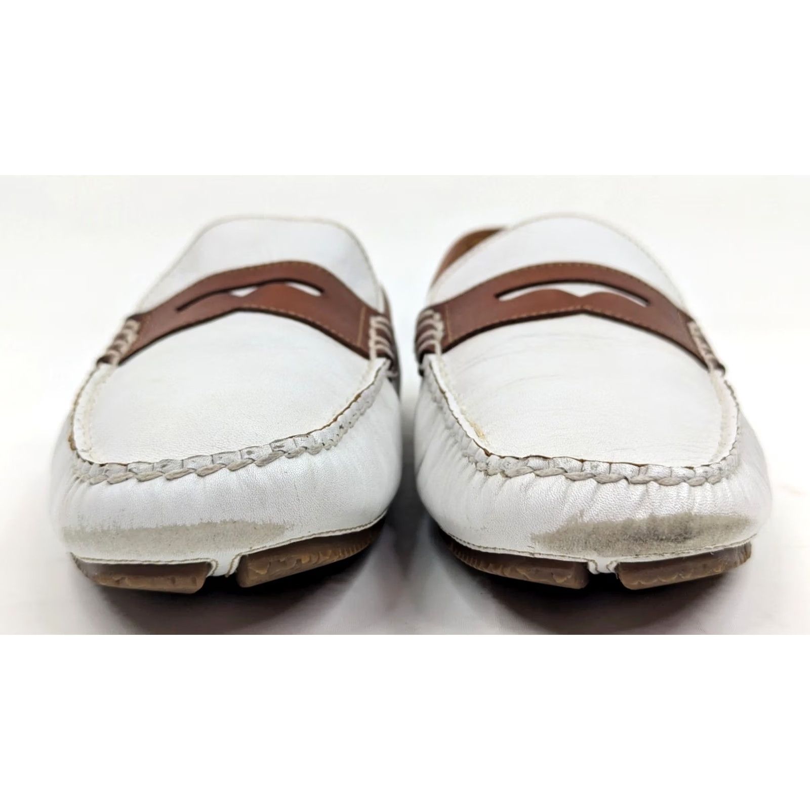 Johnston & Murphy Johnston & Murphy Sheepskin Leather Penny Driving Moc Loafers Men 9M Two-Tone Brown/White Loafers Size US 9 / EU 42 - 4 Thumbnail