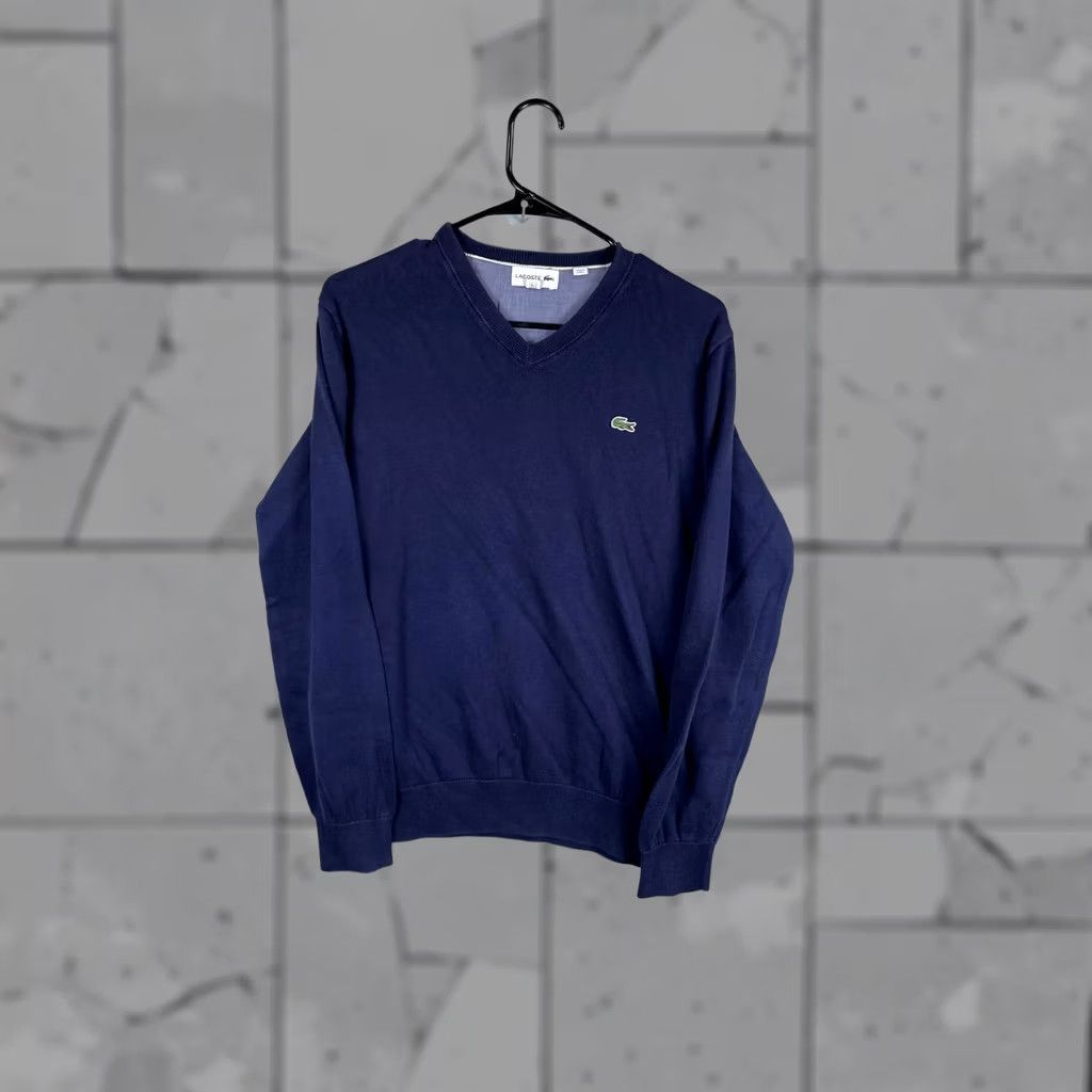 Lacoste Lacoste Sweater Mens Large Navy Blue V Neck Knit Pullover Croc Logo Casual Size US L / EU 52-54 / 3 - 1 Thumbnail