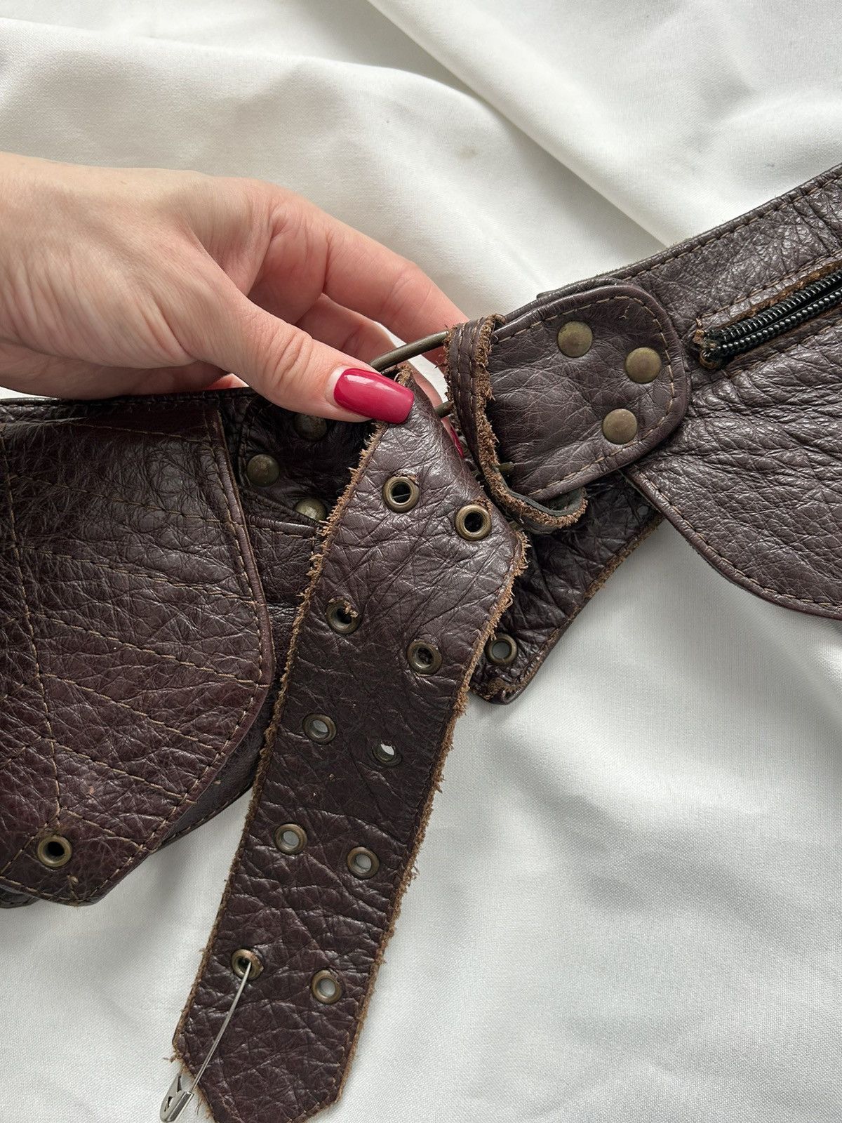 Vintage Rare Vintage Leather Brown Belt with pocket Size ONE SIZE - 6 Thumbnail