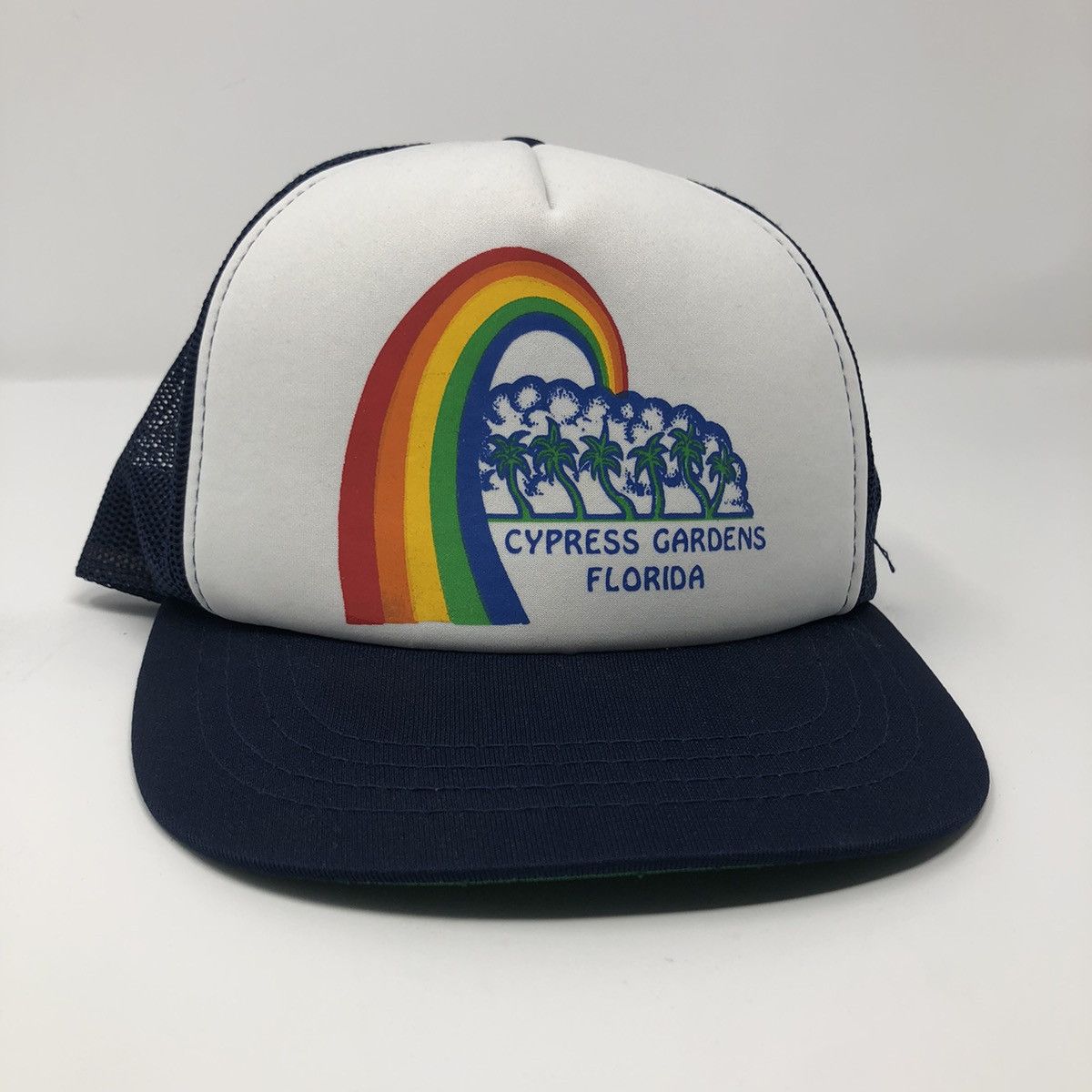 Vintage Vintage Cypress Gardens Florida Rainbow Tree Trucker Hat Size ONE SIZE - 1 Thumbnail