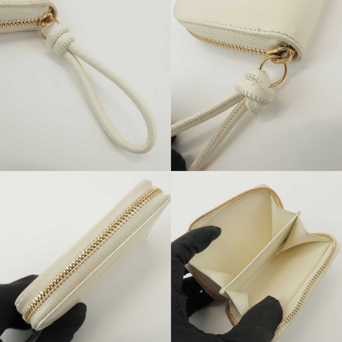 Jil Sander Jil Sander Logo Leather Zip Around Wallet Cream Size ONE SIZE - 6 Thumbnail