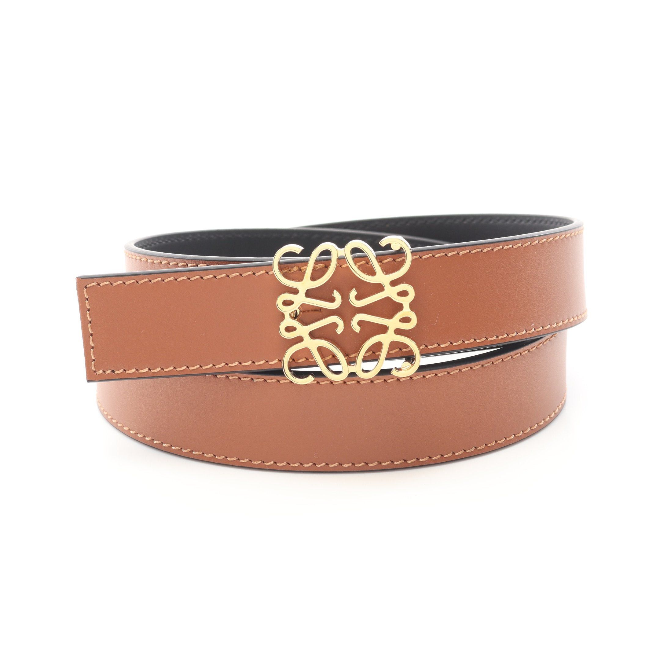 Loewe Loewe Reversible Anagram Belt Leather Brown Black Size ONE SIZE - 1 Thumbnail