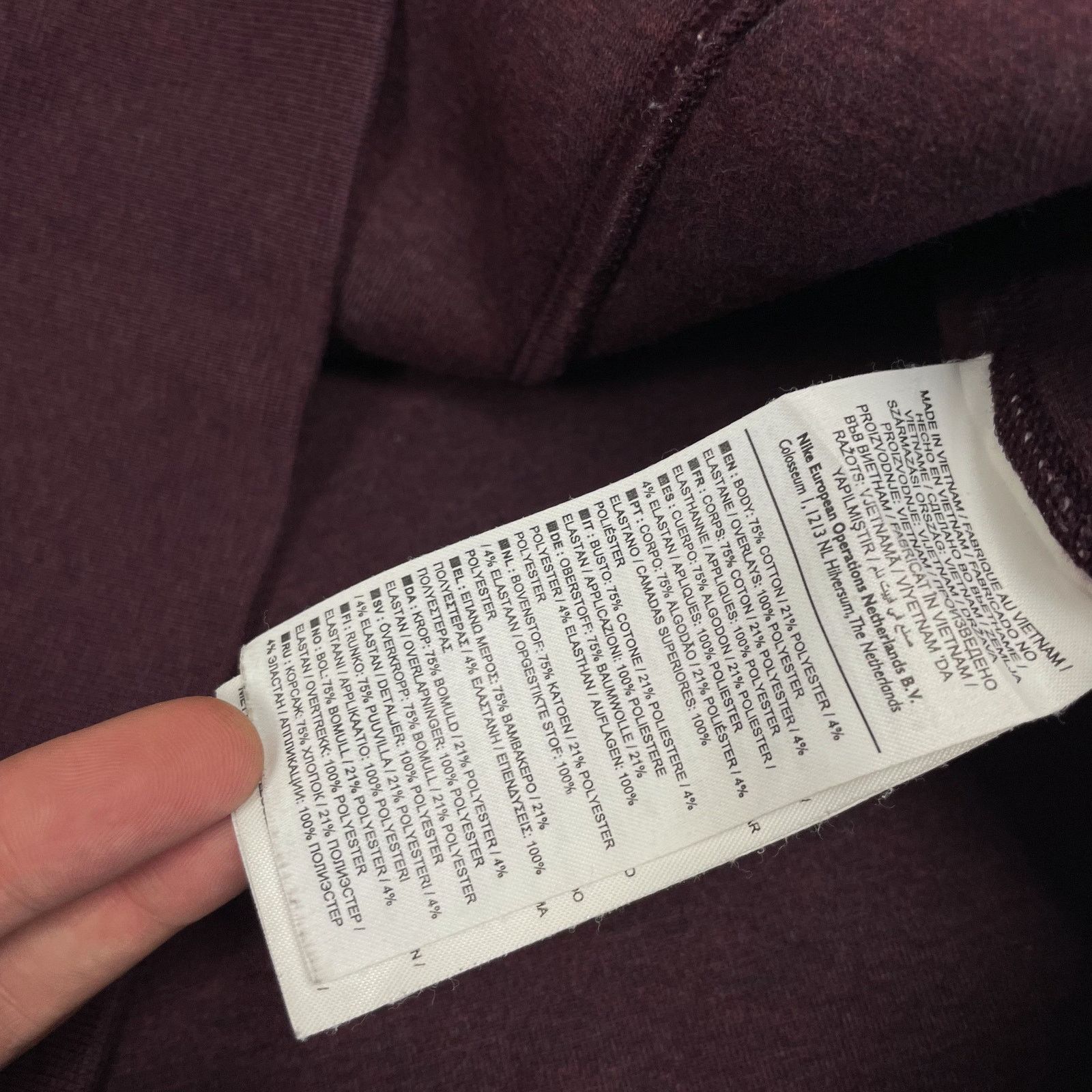 Nike Nike Tech Men's Burgundy Cotton Full Zip Windrunner Hoodie M Size US M / EU 48-50 / 2 - 10 Thumbnail