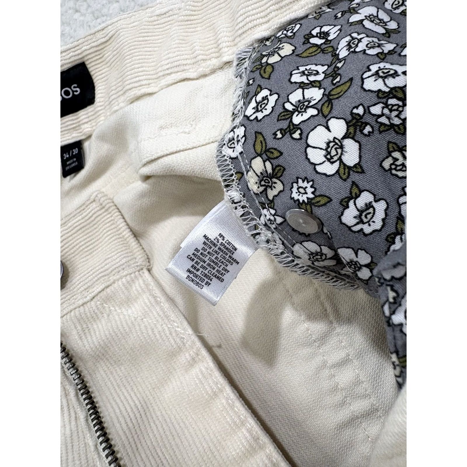 Bonobos Bonobos Pants Mens 34x30 Corduroy Ivory Cotton Stretch Slim Straight Leg Chino 90s Preppy Size US 34 / EU 50 - 5 Thumbnail