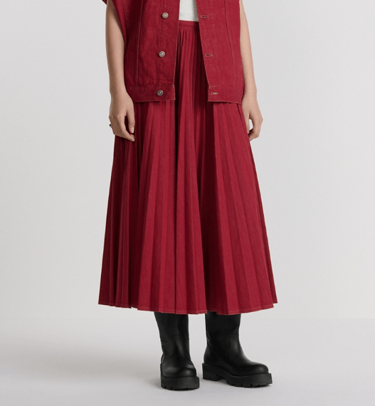 Dior o1w1db10326 512J04 Mid-Length Skirt in Bright Red Size 30" / US 8 / IT 44 - 6 Thumbnail