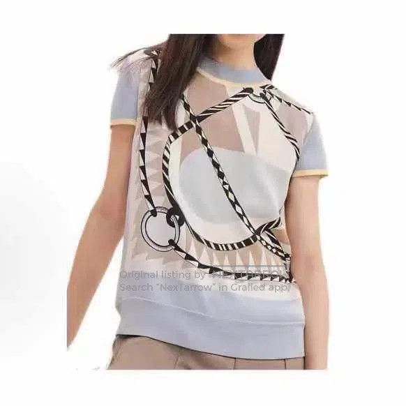 Hermes Hermes Silk and Knit Silk Short Sleeve Top Size XXS / US 00 / IT 34 - 8 Thumbnail