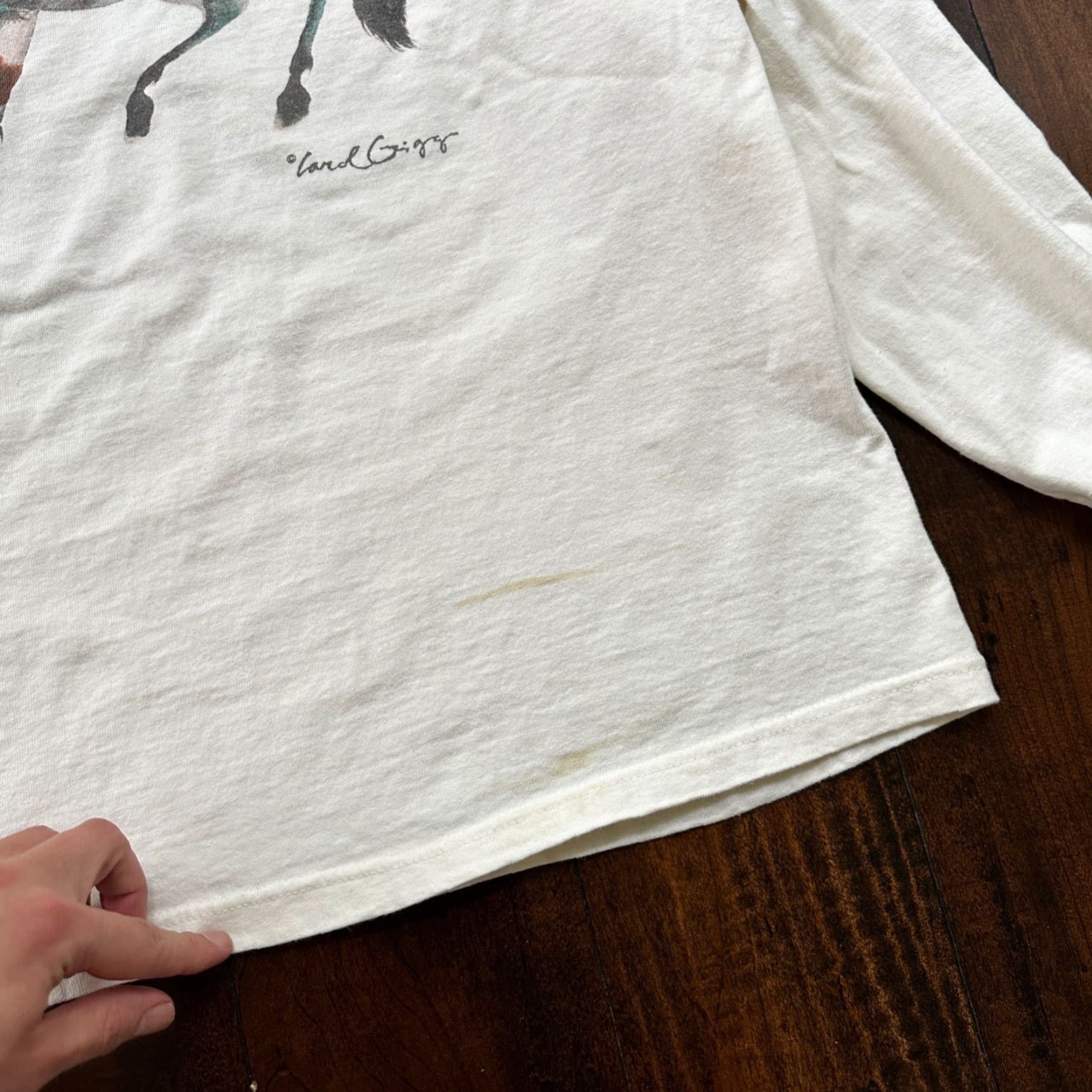 Vintage VINTAGE T-SHIRT Abstract Painting Of Horse VTG White L Crew Neck Short Sleeve Men Graphic Print 90s Vintage Passion Art Rap Music Love Pop Lord Carol Size US L / EU 52-54 / 3 - 4 Thumbnail