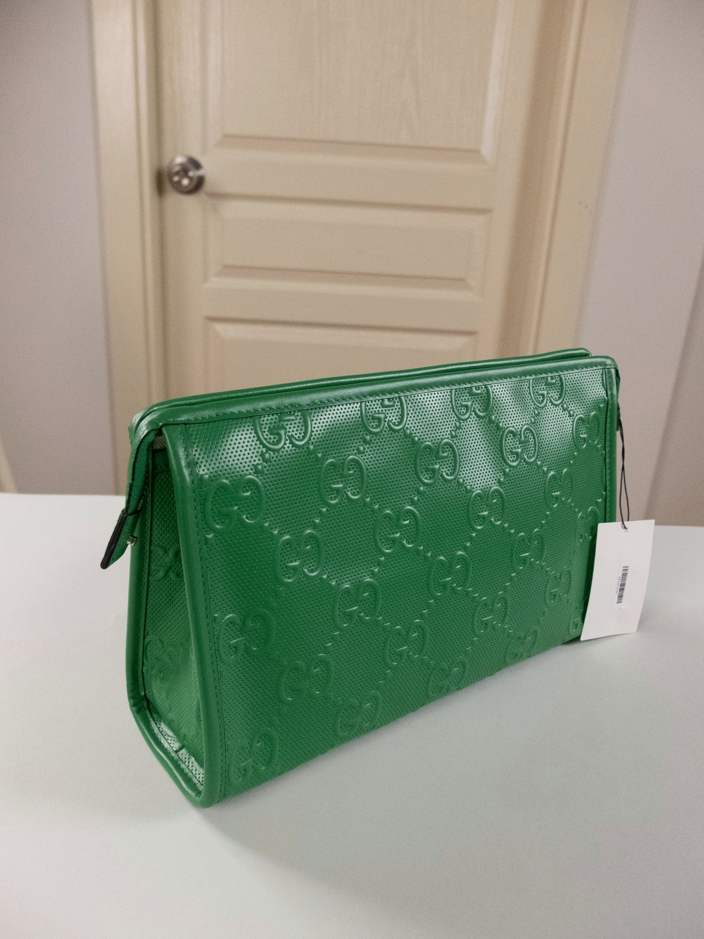 Car Embossed Leather Toiletry Bag