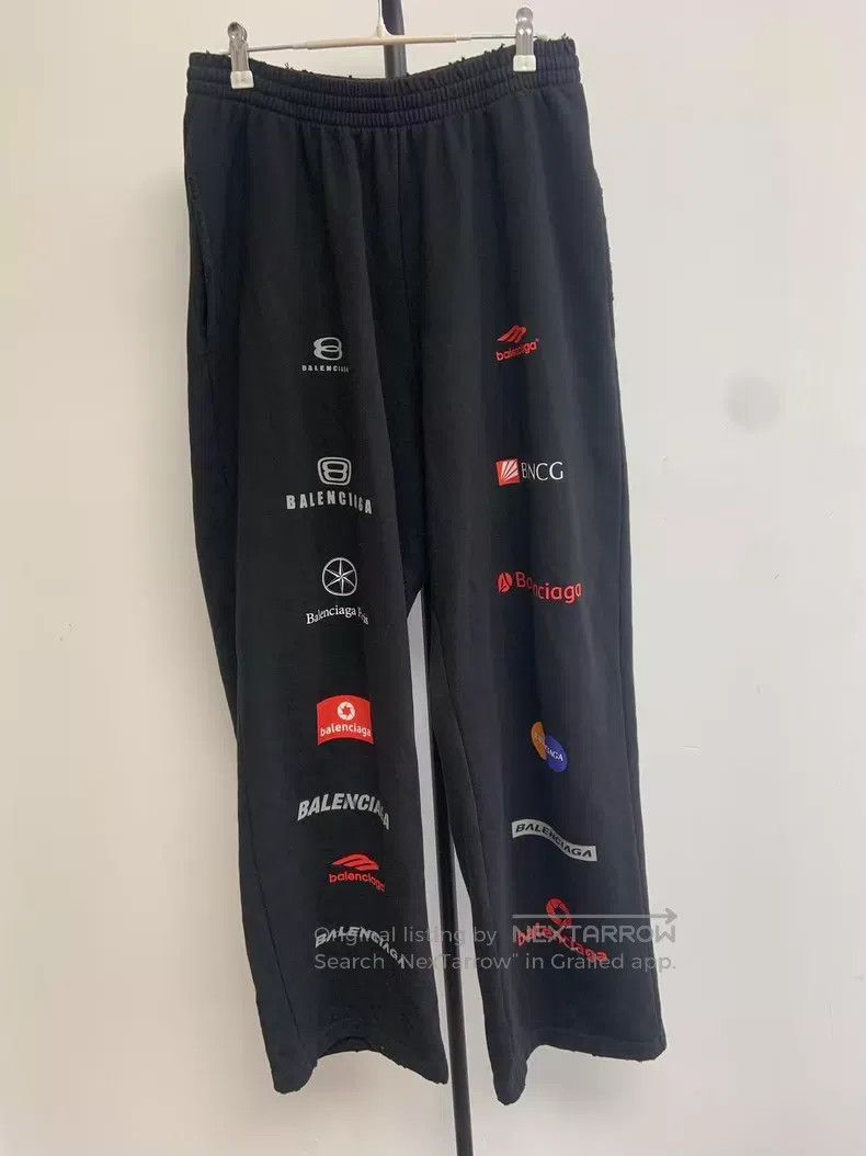 Balenciaga Balenciaga size XS Letter Pattern Printed Straight Leg Bla Size US 27 - 1 Thumbnail