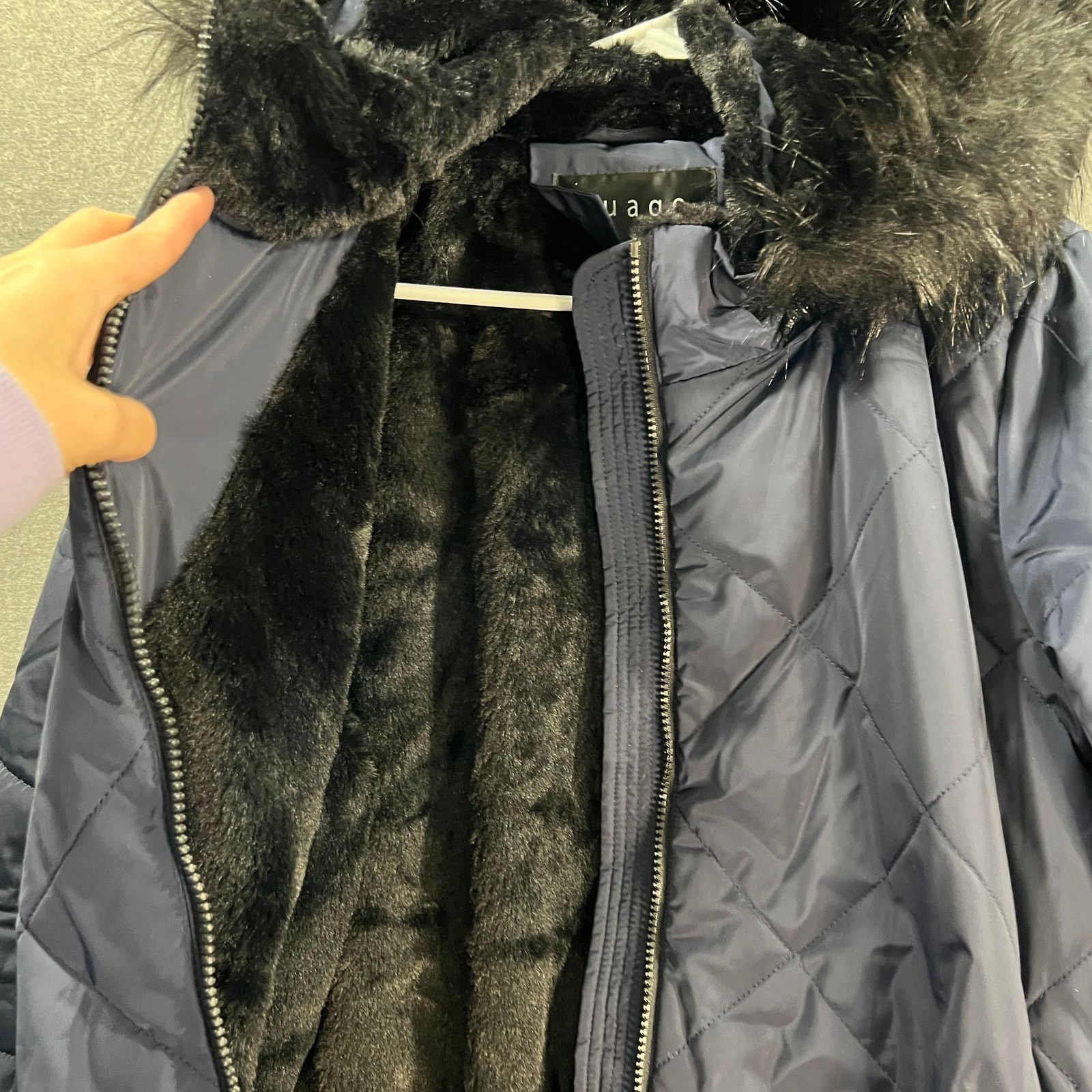 Other Nuage Faux Fur Lined Quilted Parka Navy Womens Jecket Size L / US 10 / IT 46 - 5 Thumbnail